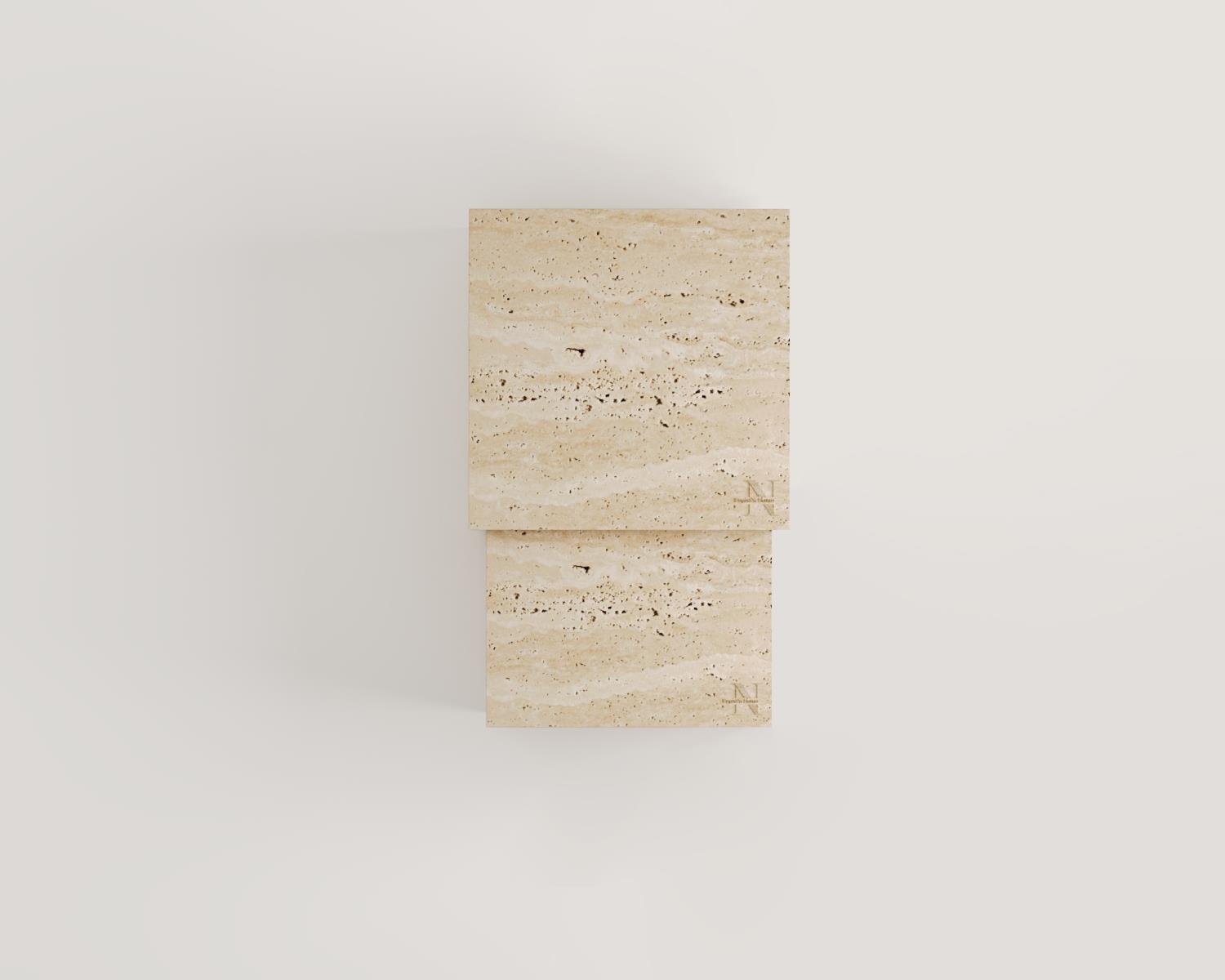 Amaya-Travertine Square 2 Side Table