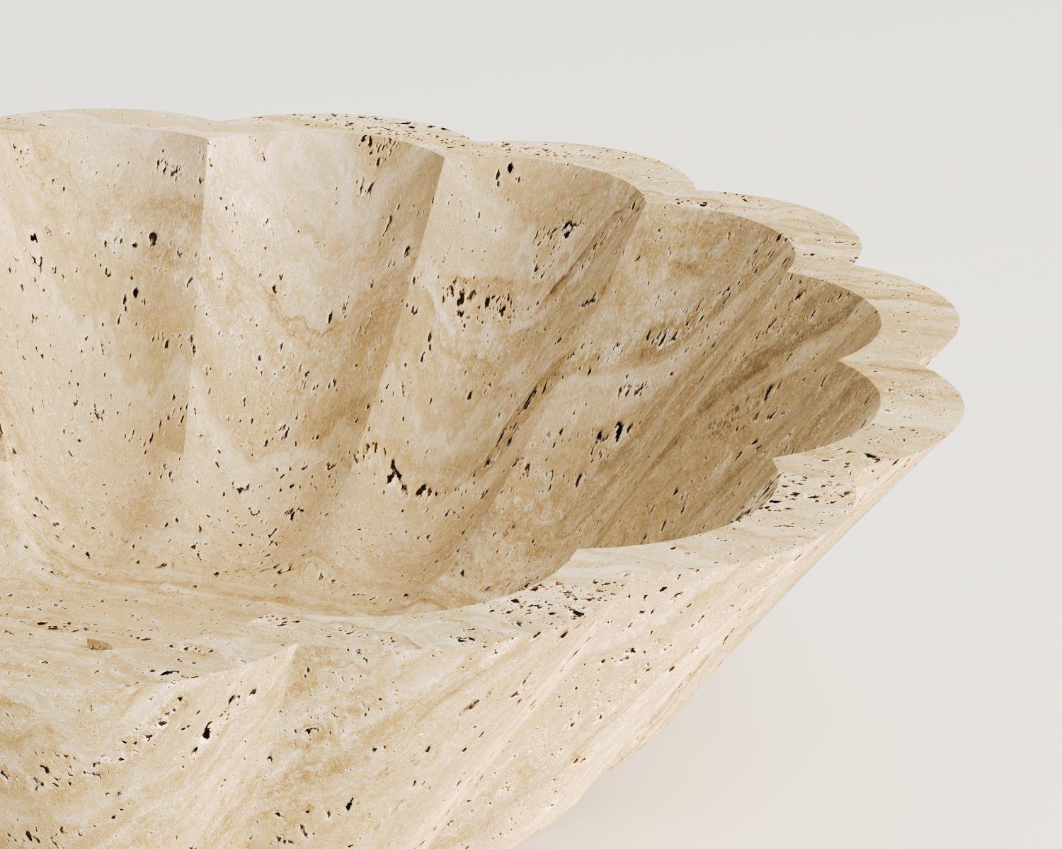 Cadis - Assiette à fleurs en travertin