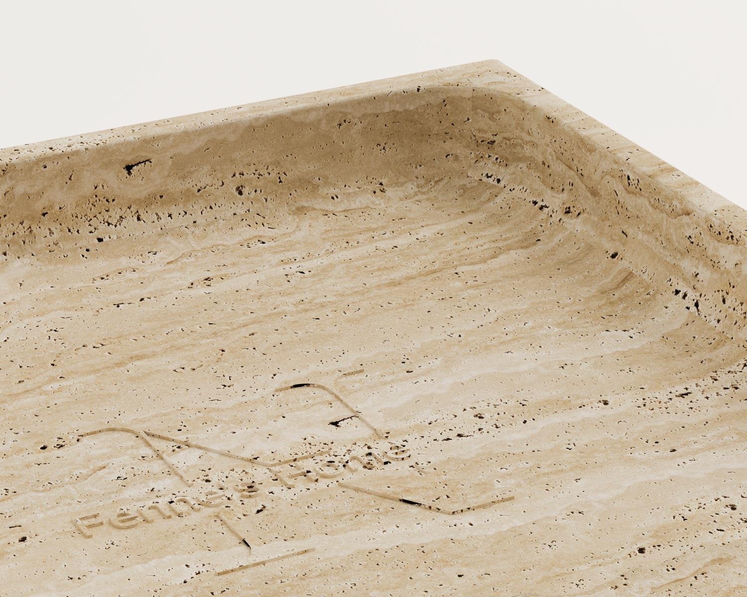 Daph-Plaque carrée en travertin