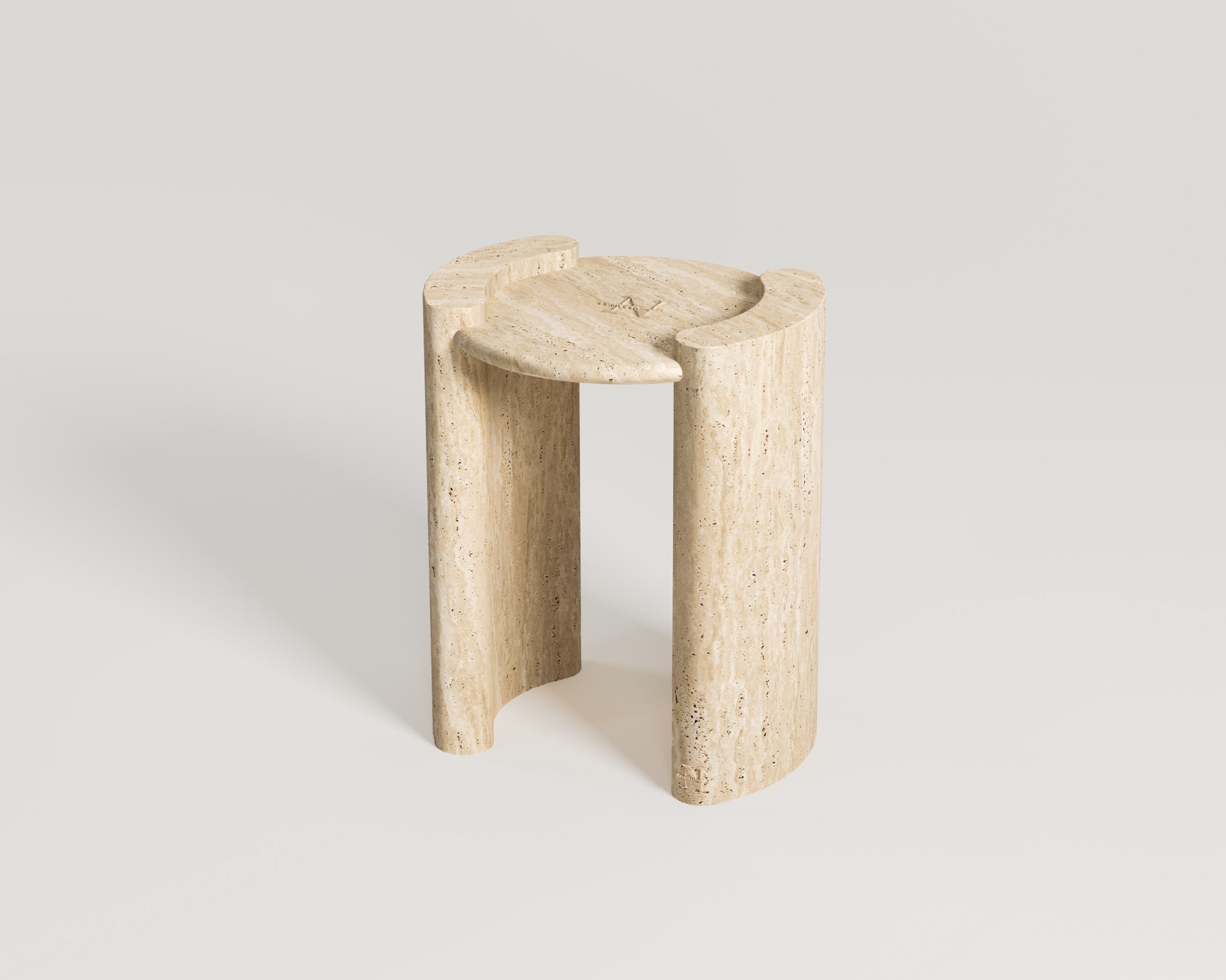 Deka- Table d'appoint encastrée en travertin