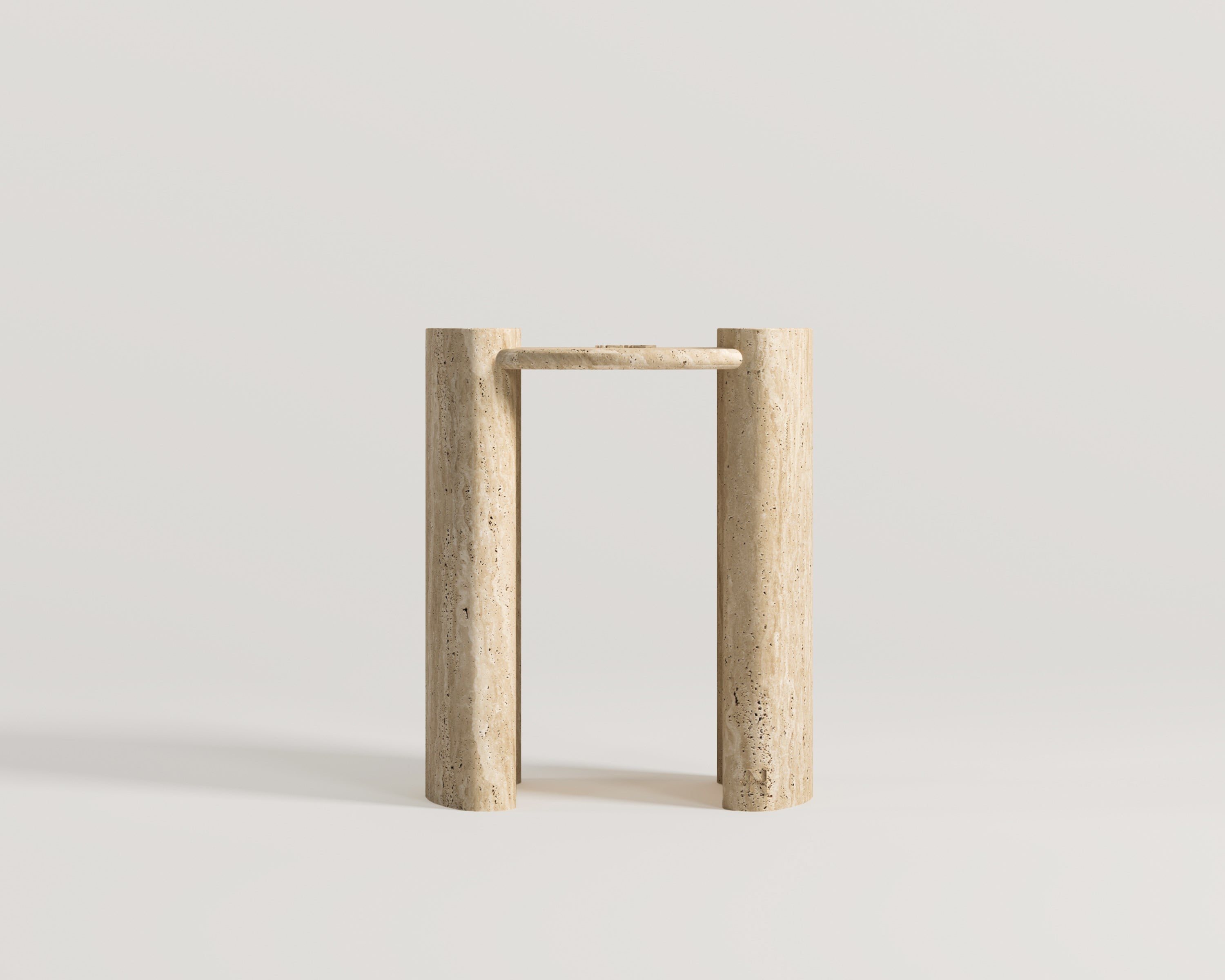 Deka- Table d'appoint encastrée en travertin