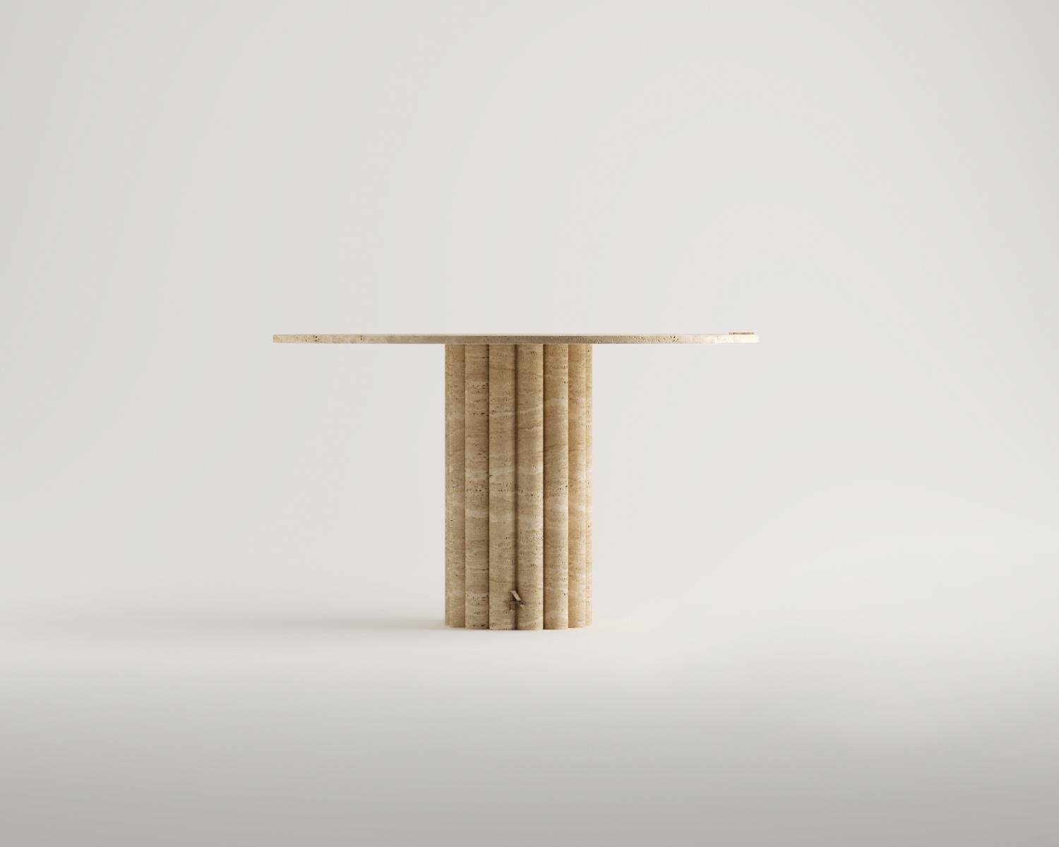 Diana-Table de salle à manger à colonnes rondes en travertin