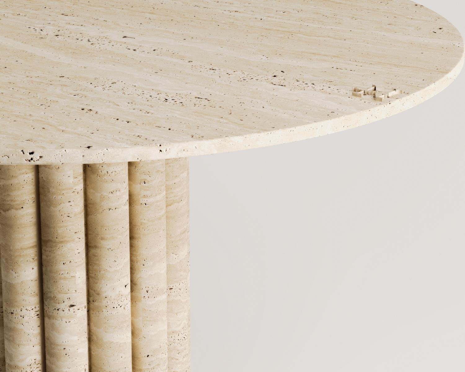 Diana-Table de salle à manger à colonnes rondes en travertin