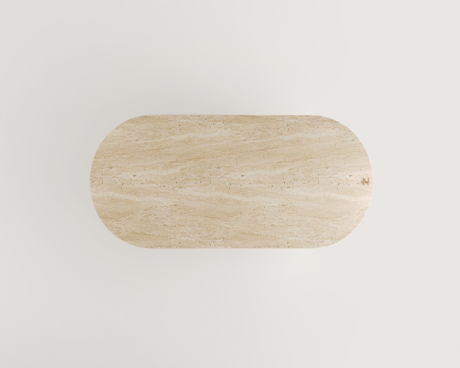 George Doğal taş oval yemek masası