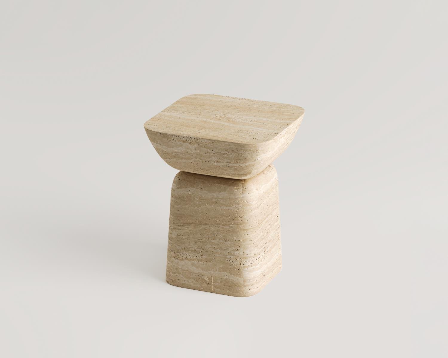 Helanie-Table d'appoint en travertin