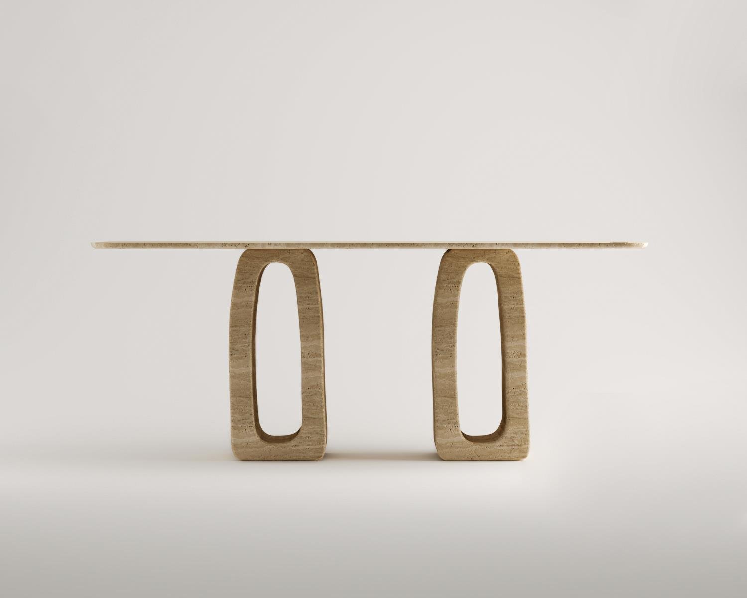 Hestia- Halka Ayak Traverten Yemek Masası