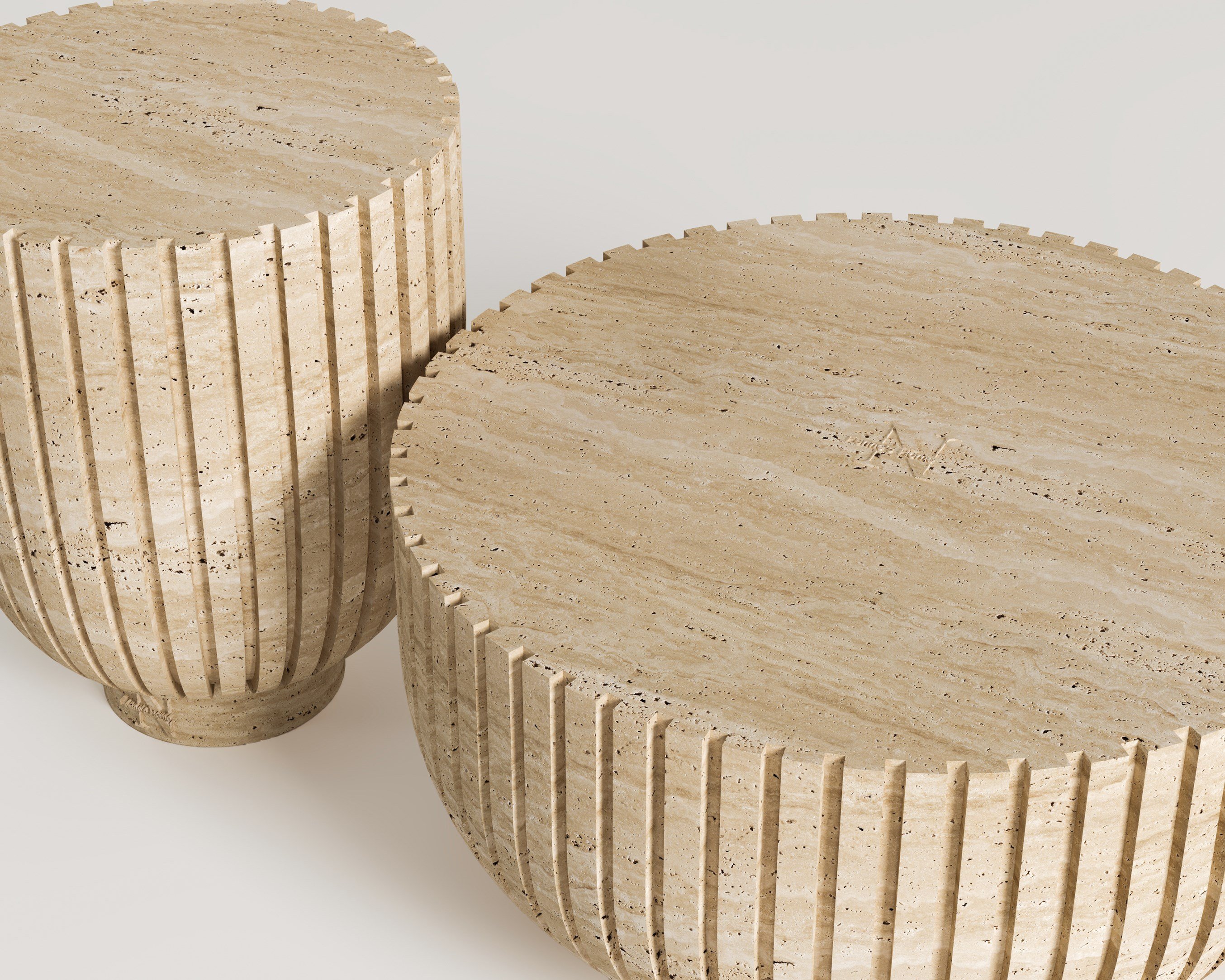 Holz-Traverten Orta Sehpa