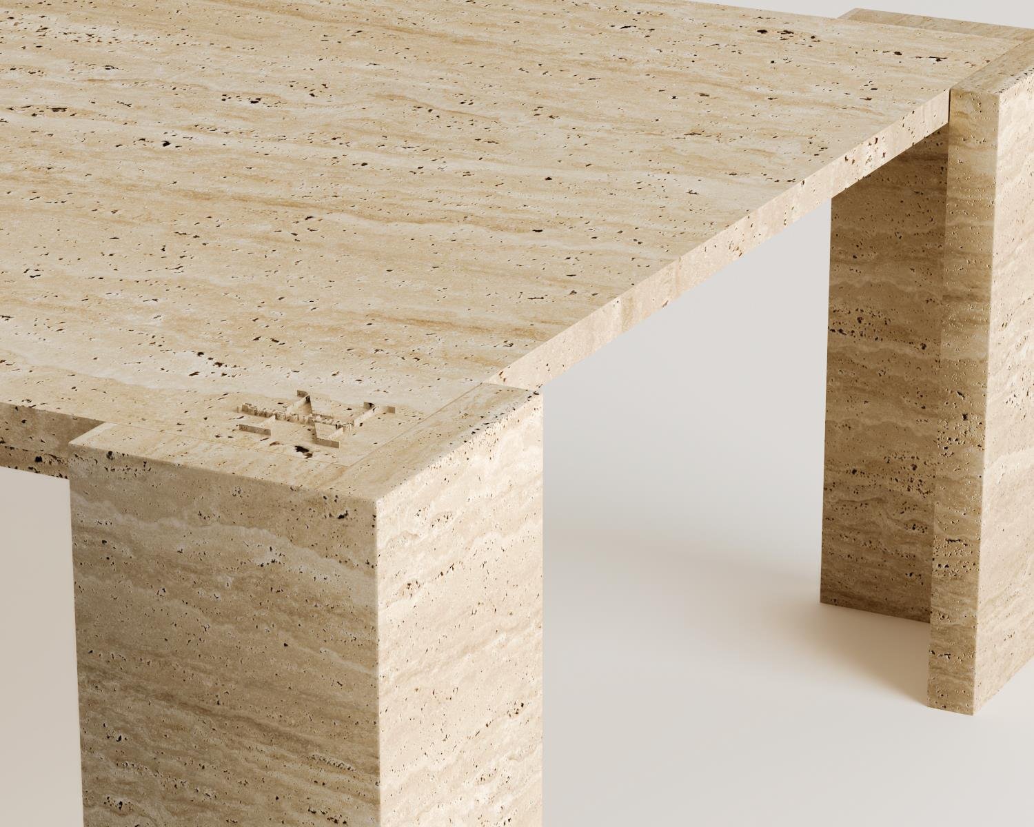 Jolie-Table basse Travertine Square V Angular Foot Centre 