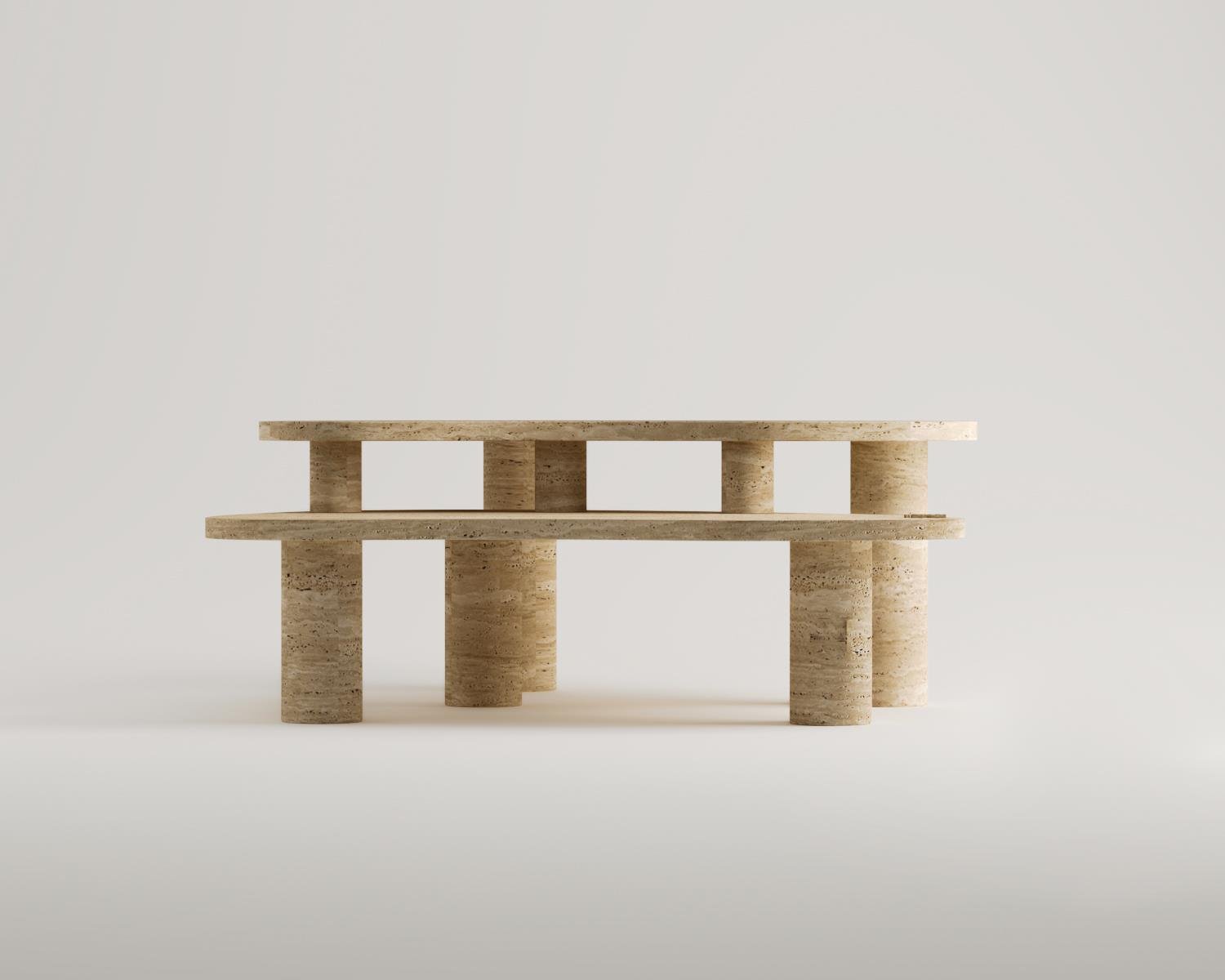 Traverten kademeli sehpa