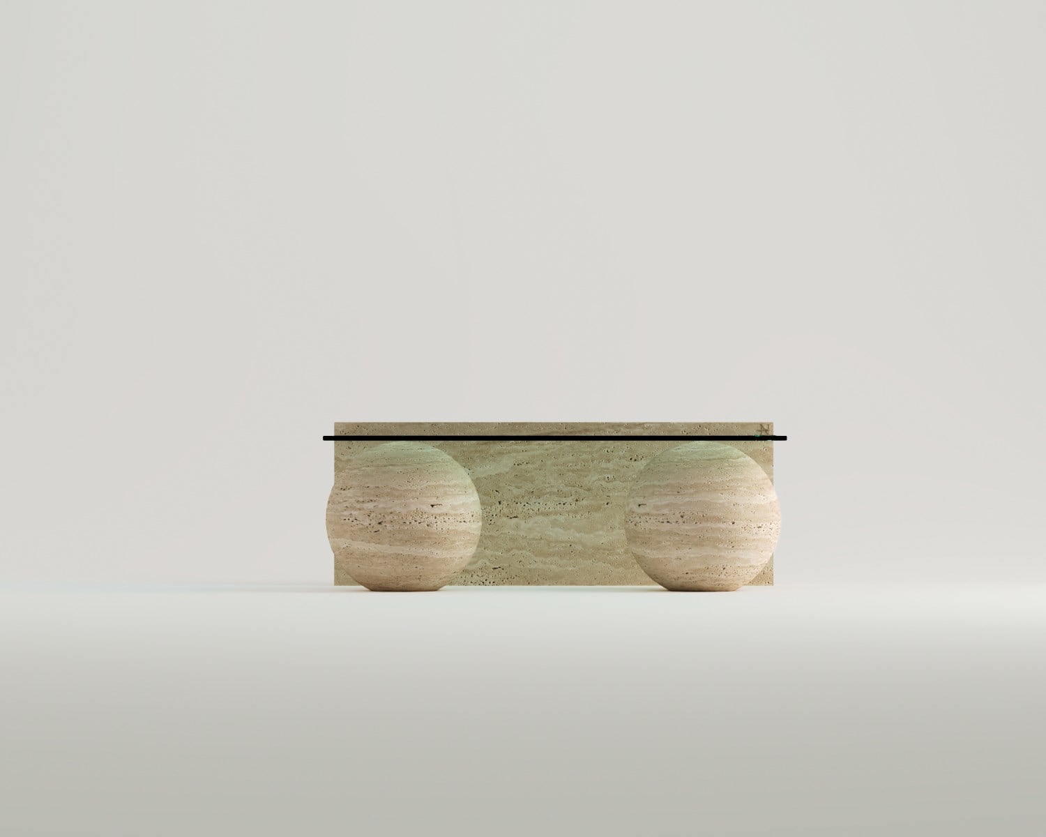Oslo -Table basse rectangulaire en verre travertin