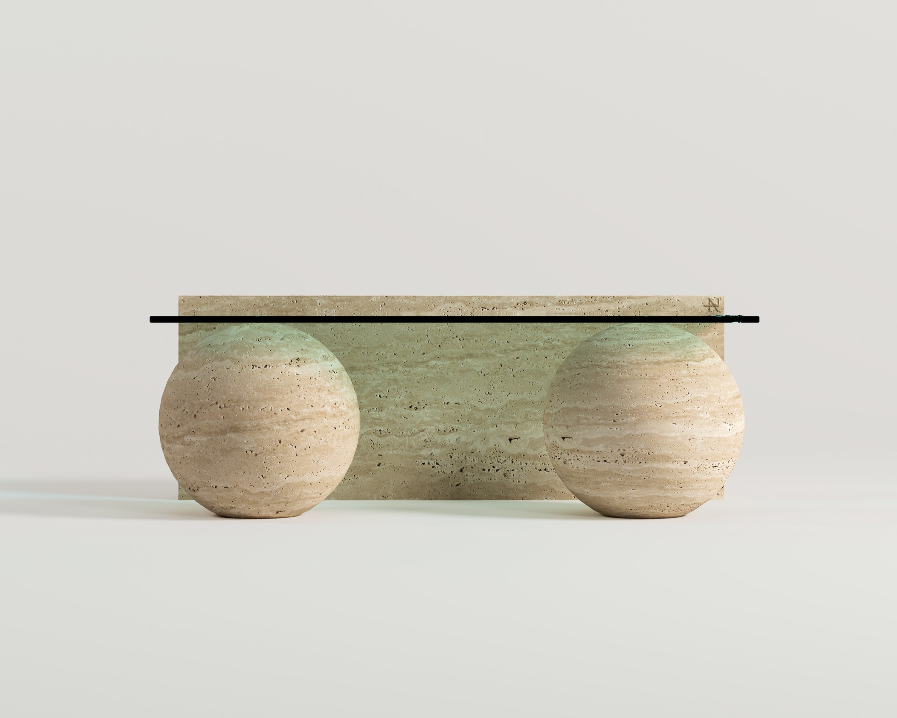 Oslo -Table basse rectangulaire en verre travertin