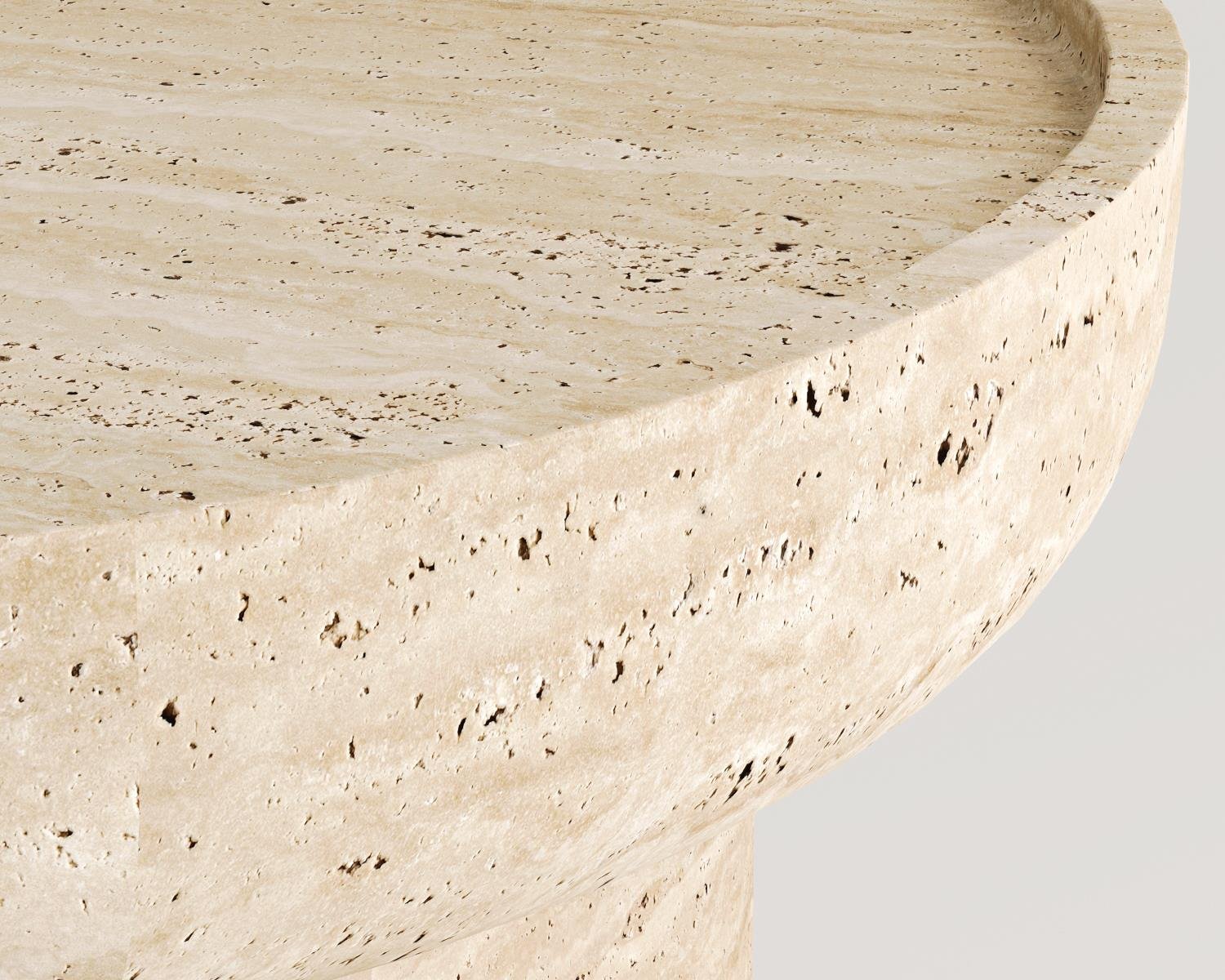 Serapis-Table d'appoint modèle vase en travertin