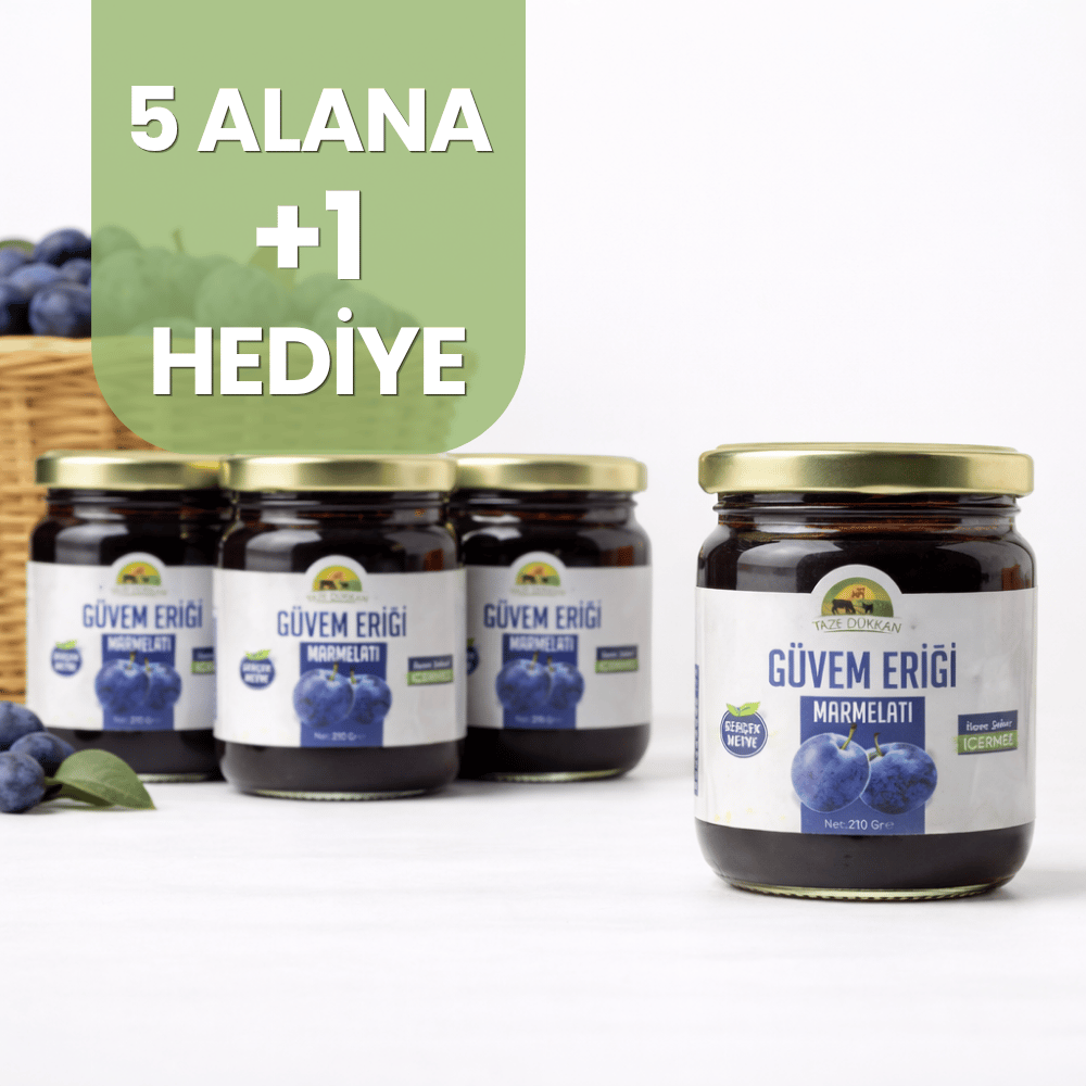 5 Adet Güvem Eriği Marmelatı alana 1 Adet HediyeTaze Dükkan Üretim Ürünleri