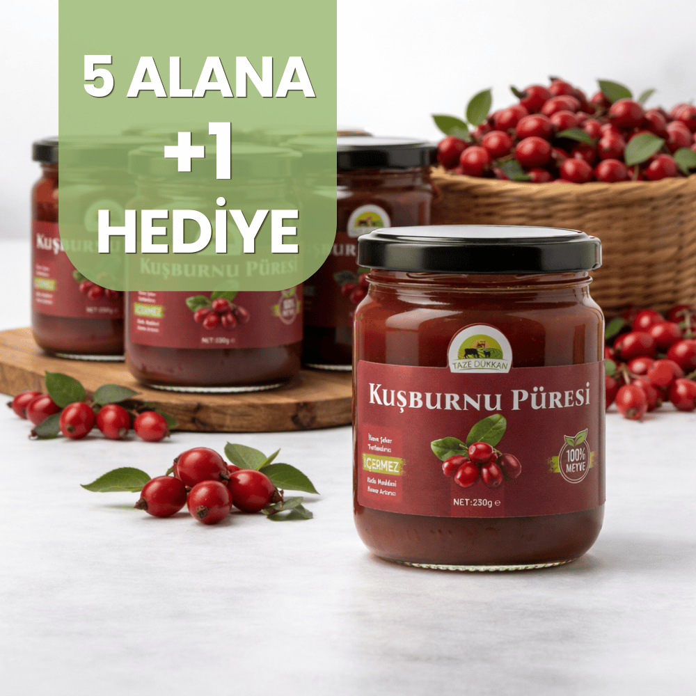 5 Adet Kuşburnu Püresi Alana 1 Adet HediyeTaze Dükkan Üretim Ürünleri