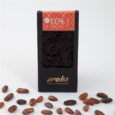 Aroha Şeker İlavesiz Cranberry ve Üzümlü Çikolata - %100 Kakao
