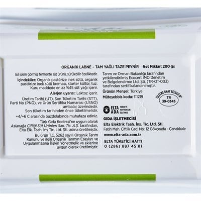 Elta Ada Organik Labne 200grm- 2 Adet