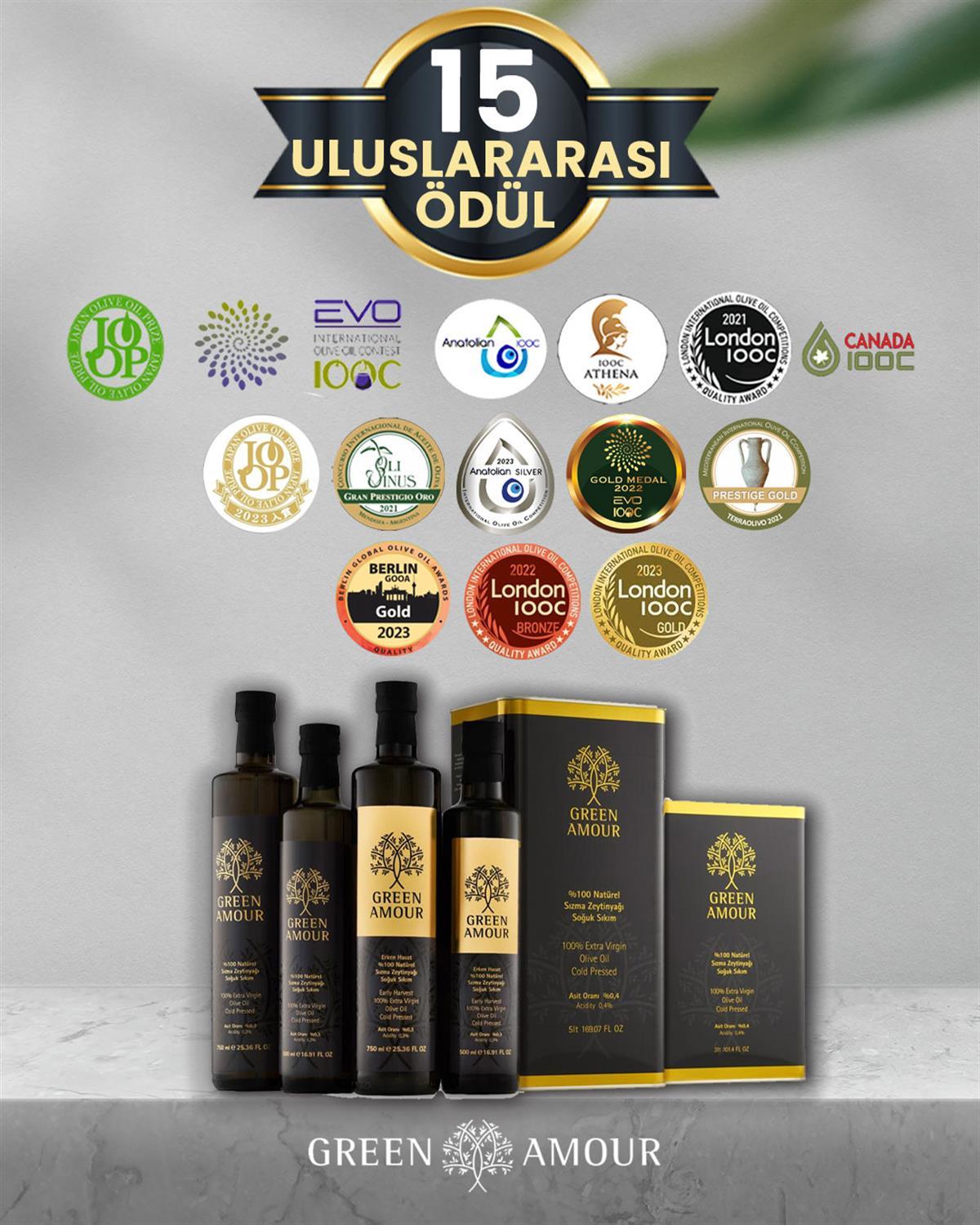 Green Amour Soğuk Sıkım, Yeni hasat, 0,3 Asit 3 lt %100 Natürel Sızma Zeytinyağı