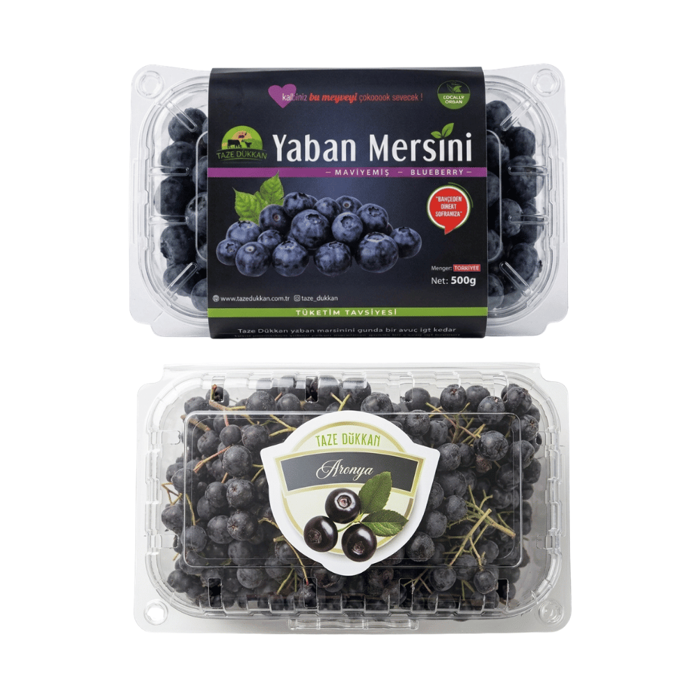 Mini Mor Meyveler Seti (500 gr Yaban Mersini - 500 Gr Aronya)Yaban Mersini ve Orman Meyveleri