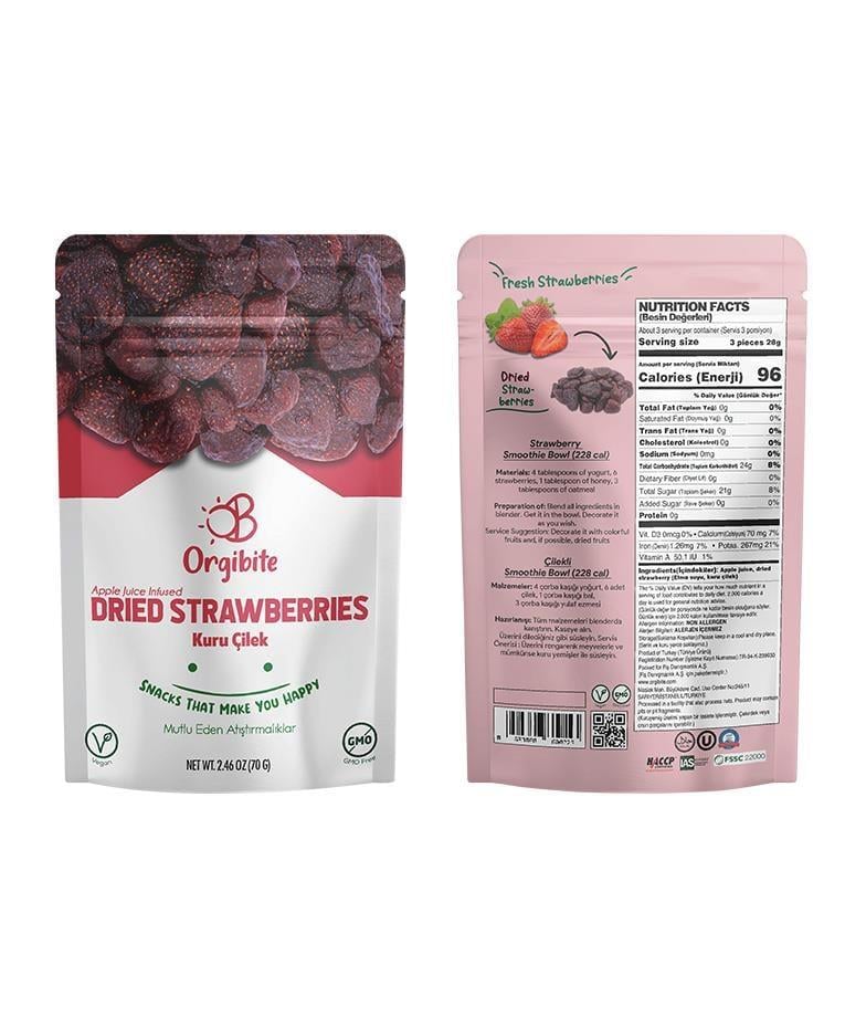 Organik 2li Set Kuru Çilek ve Kuru Vişne 70gr