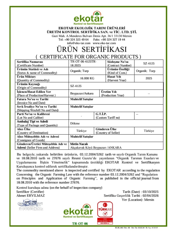 Organik Kırmızı Turp 1 kg