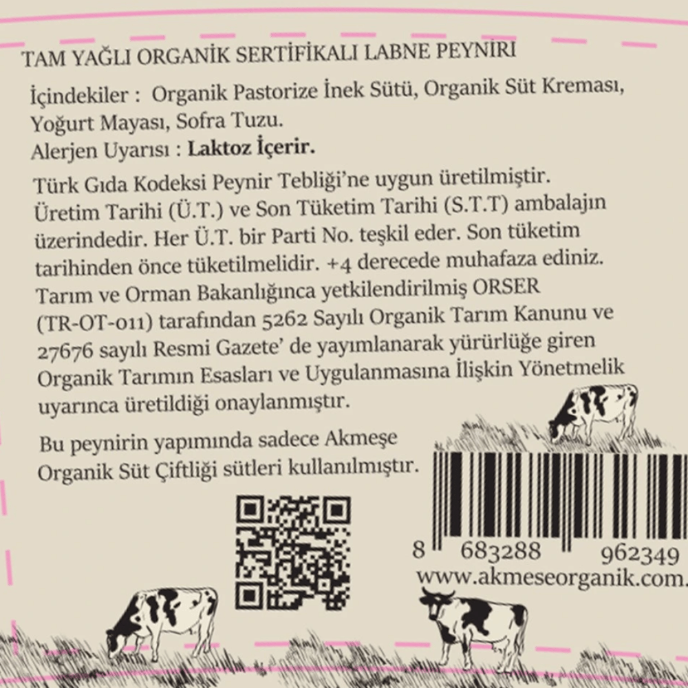 Organik Labne Peyniri 200 grSüt Yoğurt Peynir Tereyağ