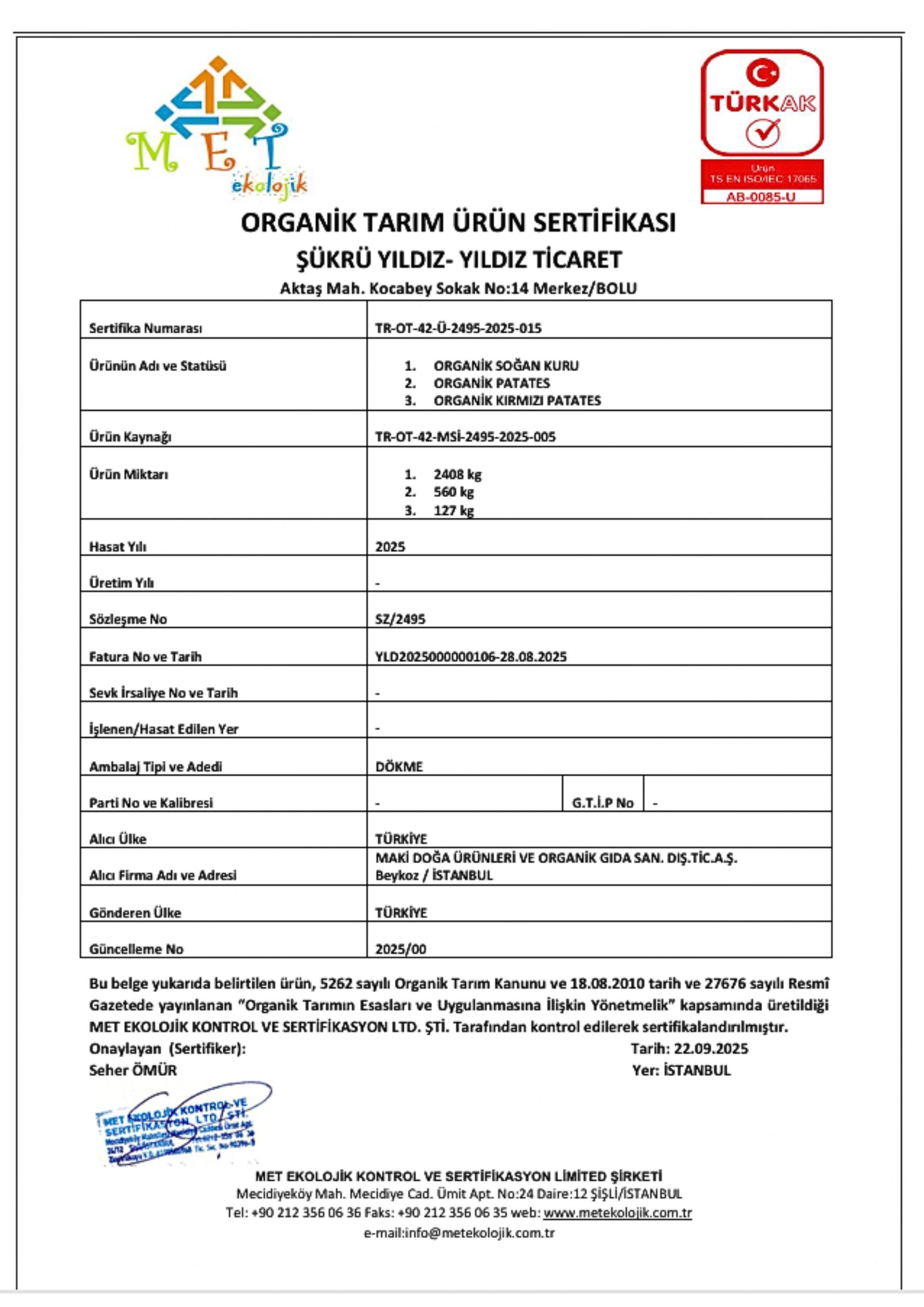 Organik Patates 1 kg