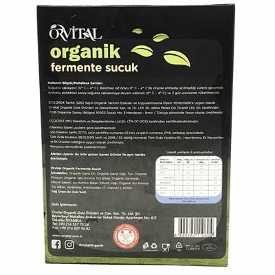 Orvital Organik Fermente Sucuk 250gr