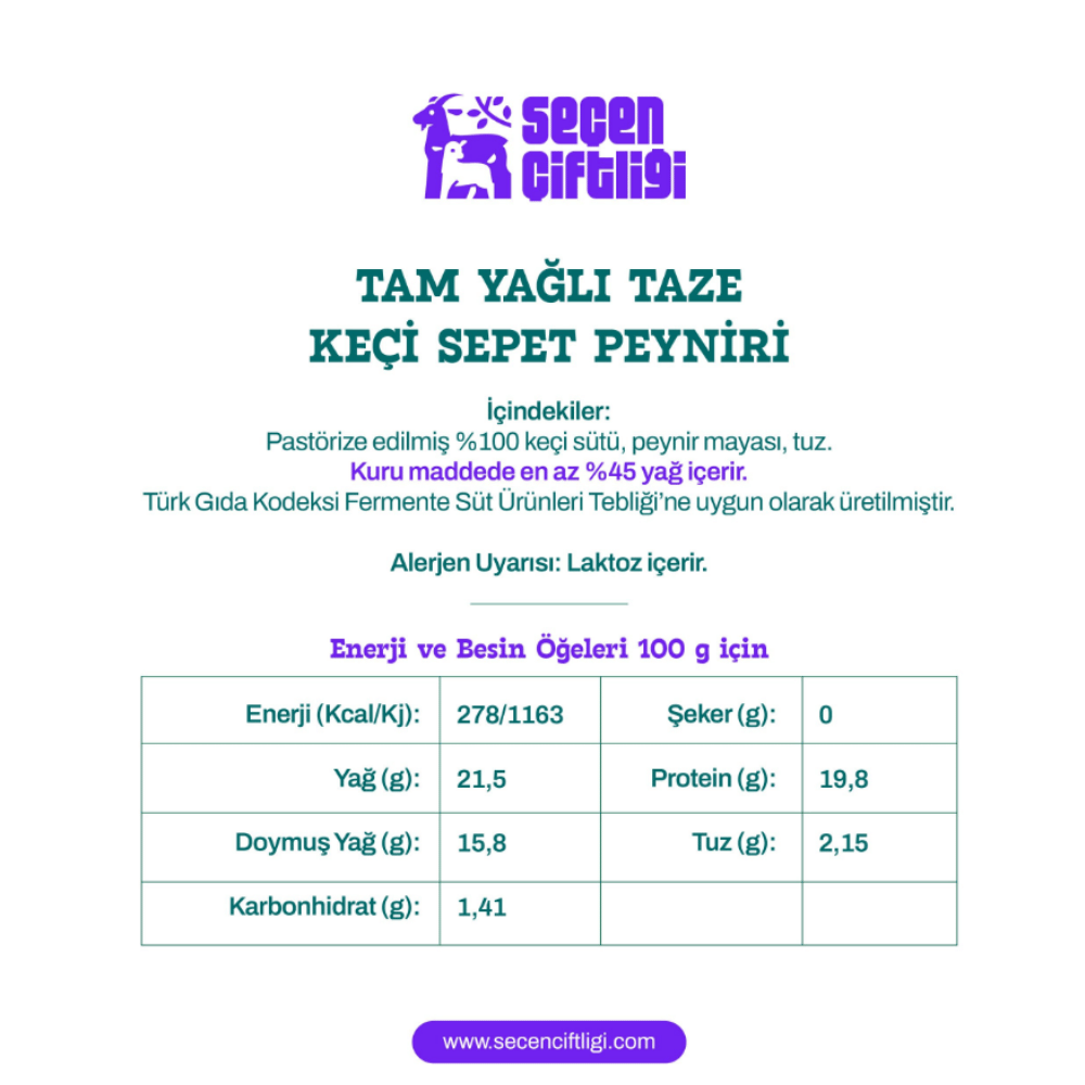Tam Yağlı Yüzde 100 Keçi Sepet Peyniri 200grSüt Yoğurt Peynir Tereyağ