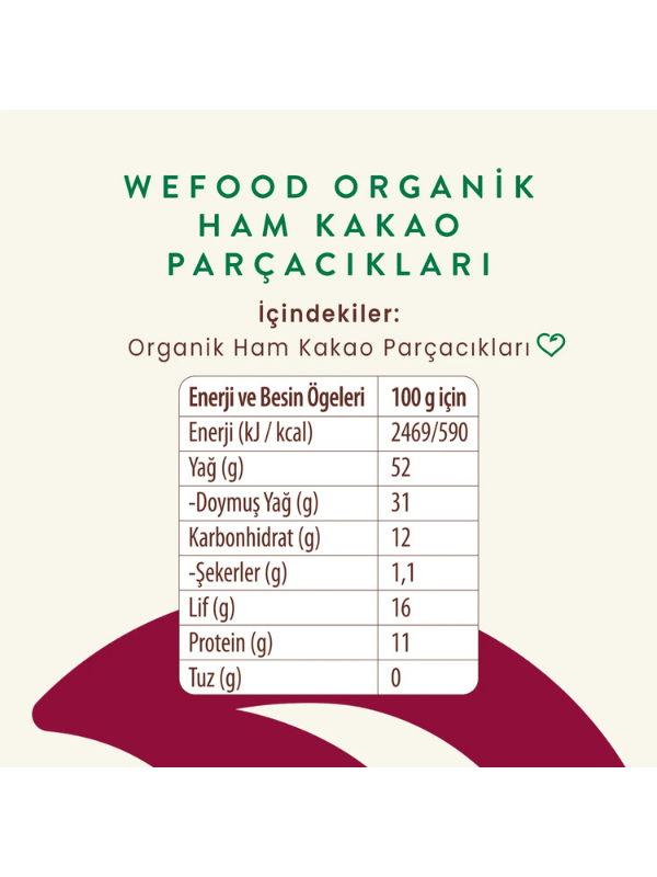 Wefood Organik Ham Kakao Parçacıkları 150 g