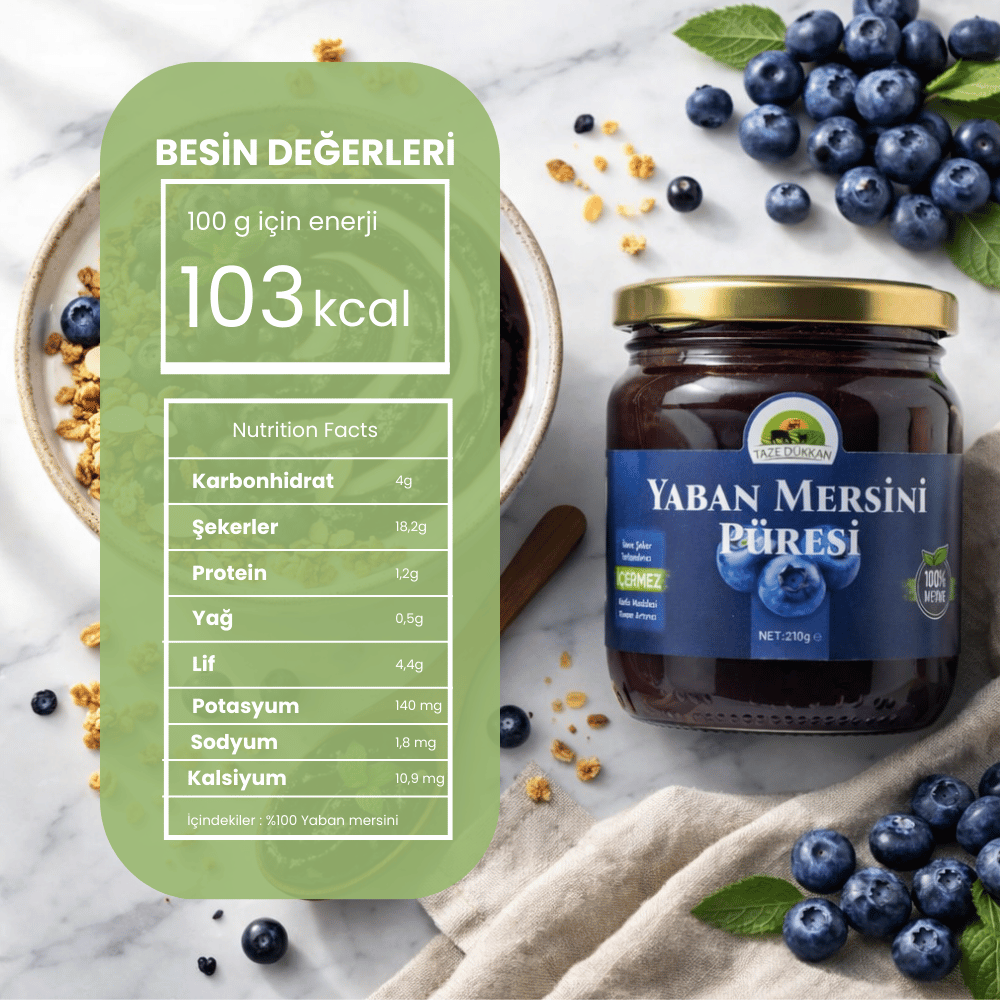 Yaban Mersini Püresi 210 gYaban Mersini ve Orman Meyveleri