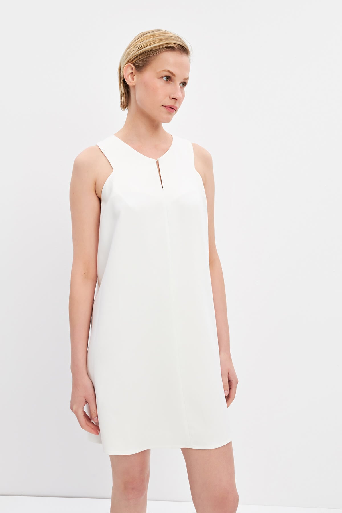 White Halter Neck Mini Dress