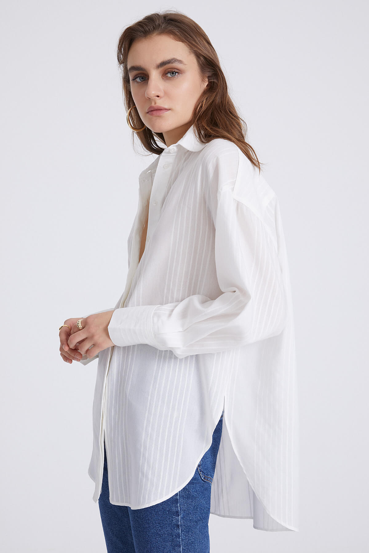 Beyaz Oversize Gömlek