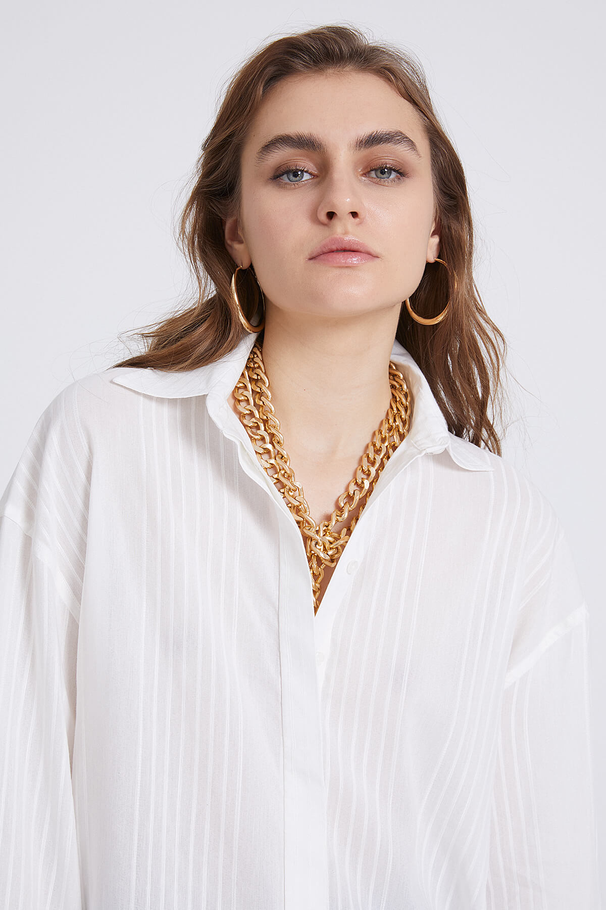 Beyaz Oversize Gömlek