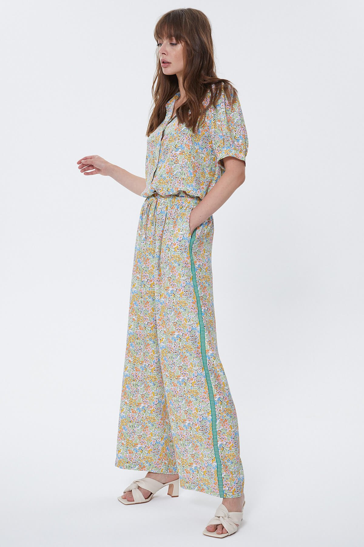 Çok Renkli Şerit Detaylı Pijama Pantolon