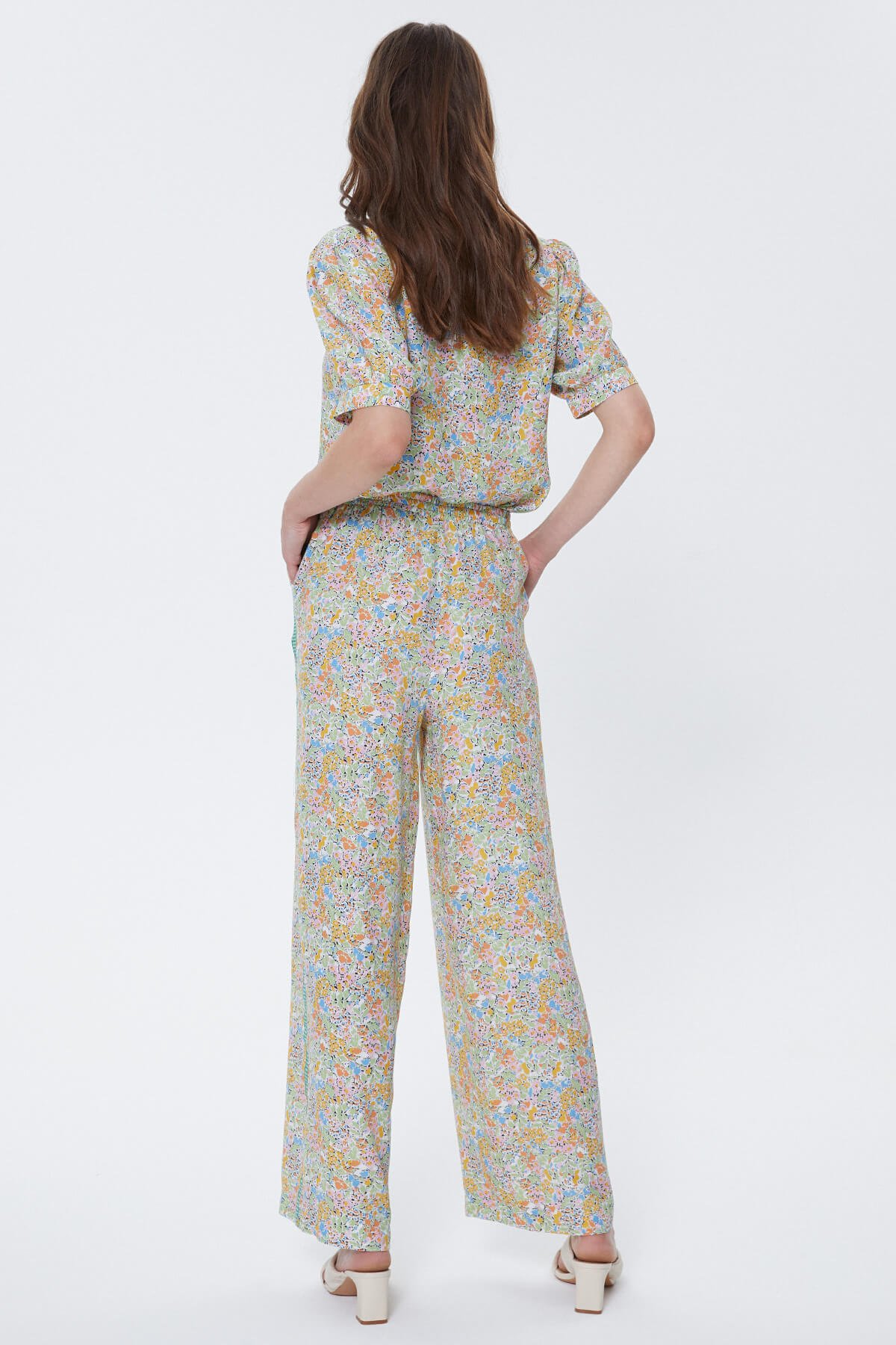 Çok Renkli Şerit Detaylı Pijama Pantolon