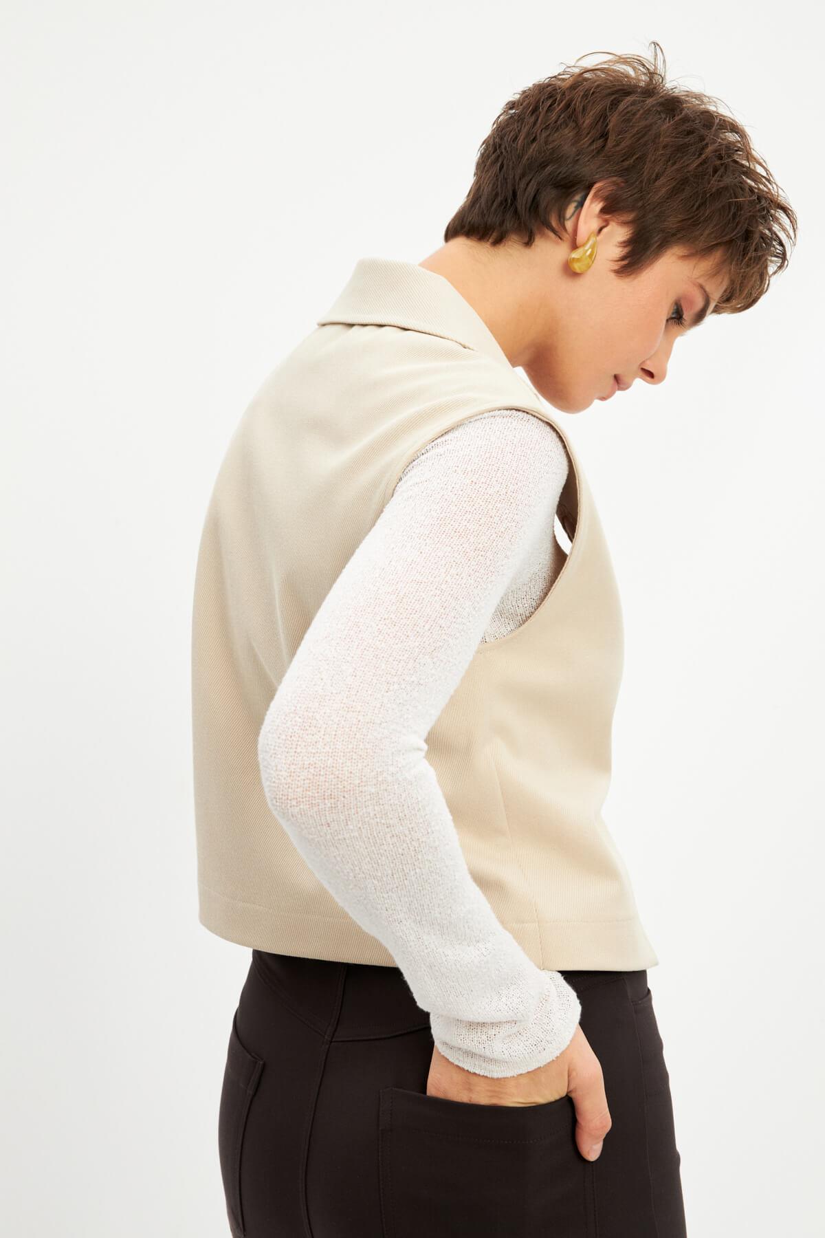 Ekru Basic Astarsız Yelek