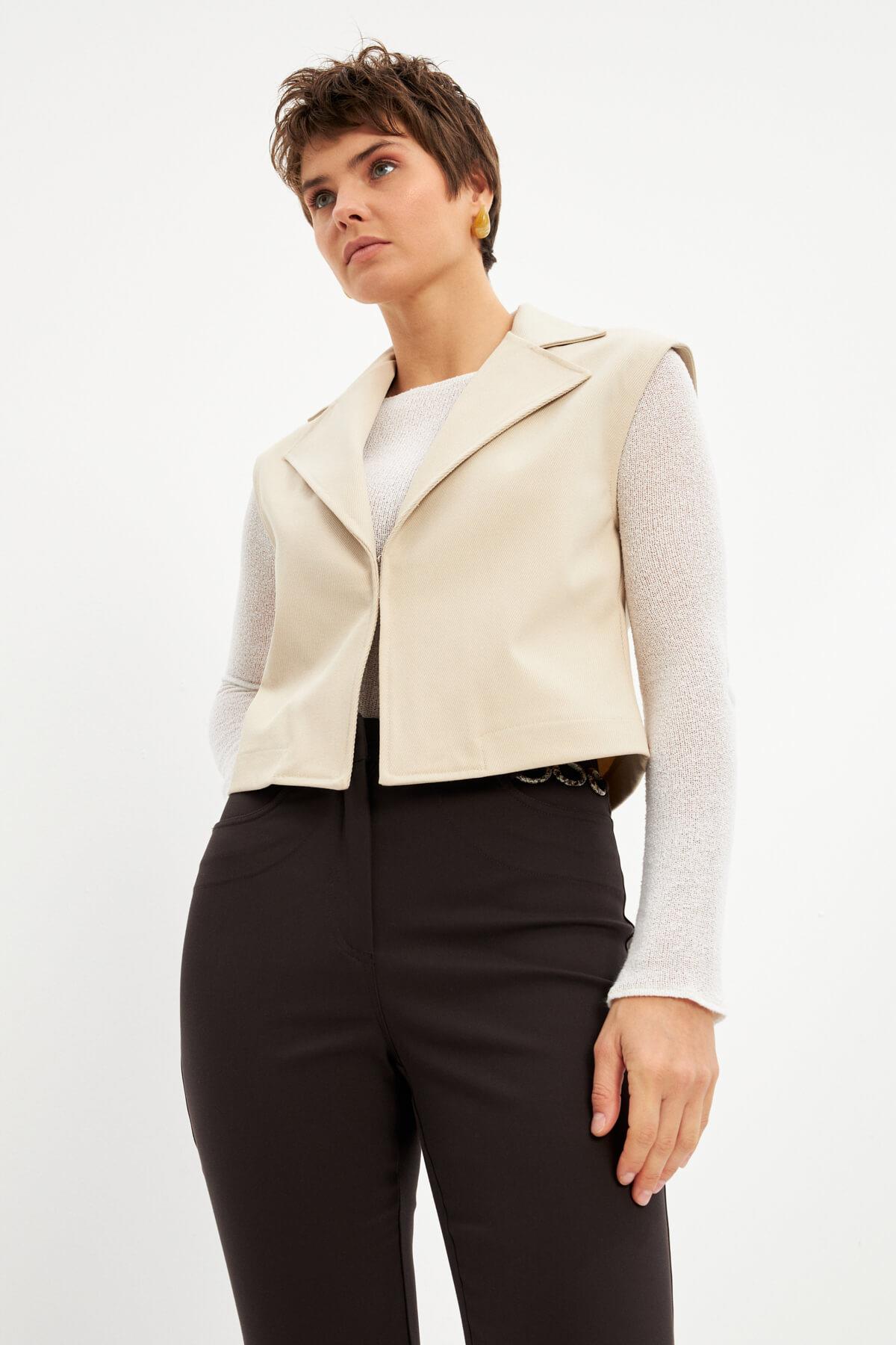 Ekru Basic Astarsız Yelek