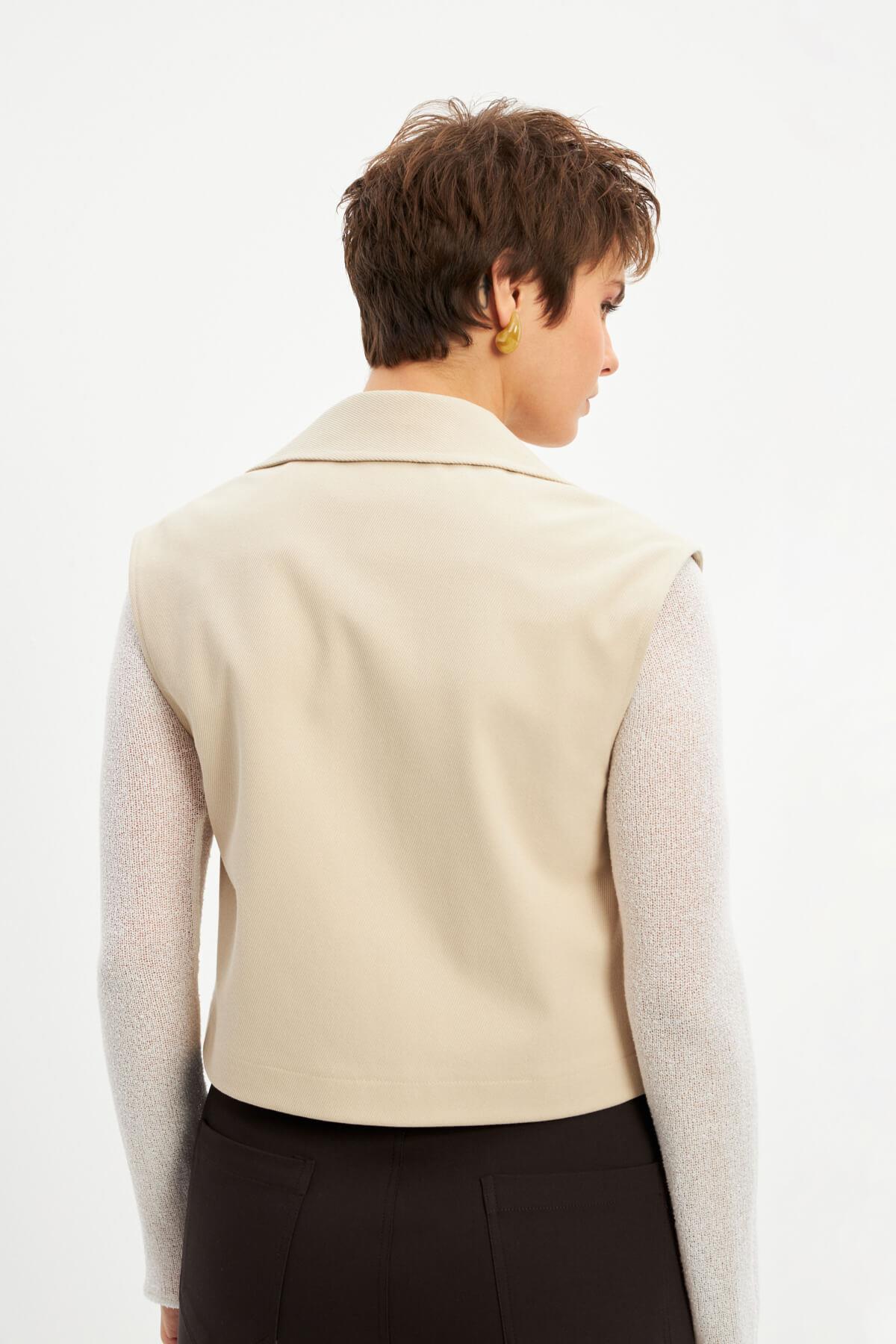 Ekru Basic Astarsız Yelek