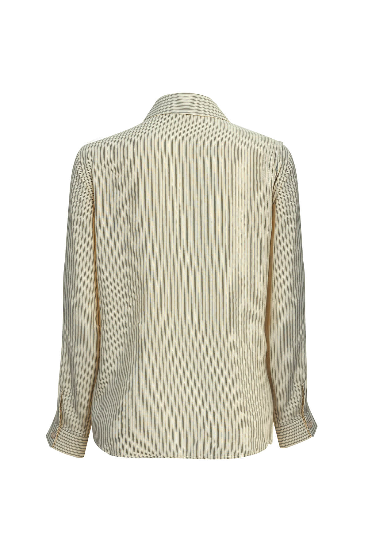 Ekru Çizgili Basic Gömlek