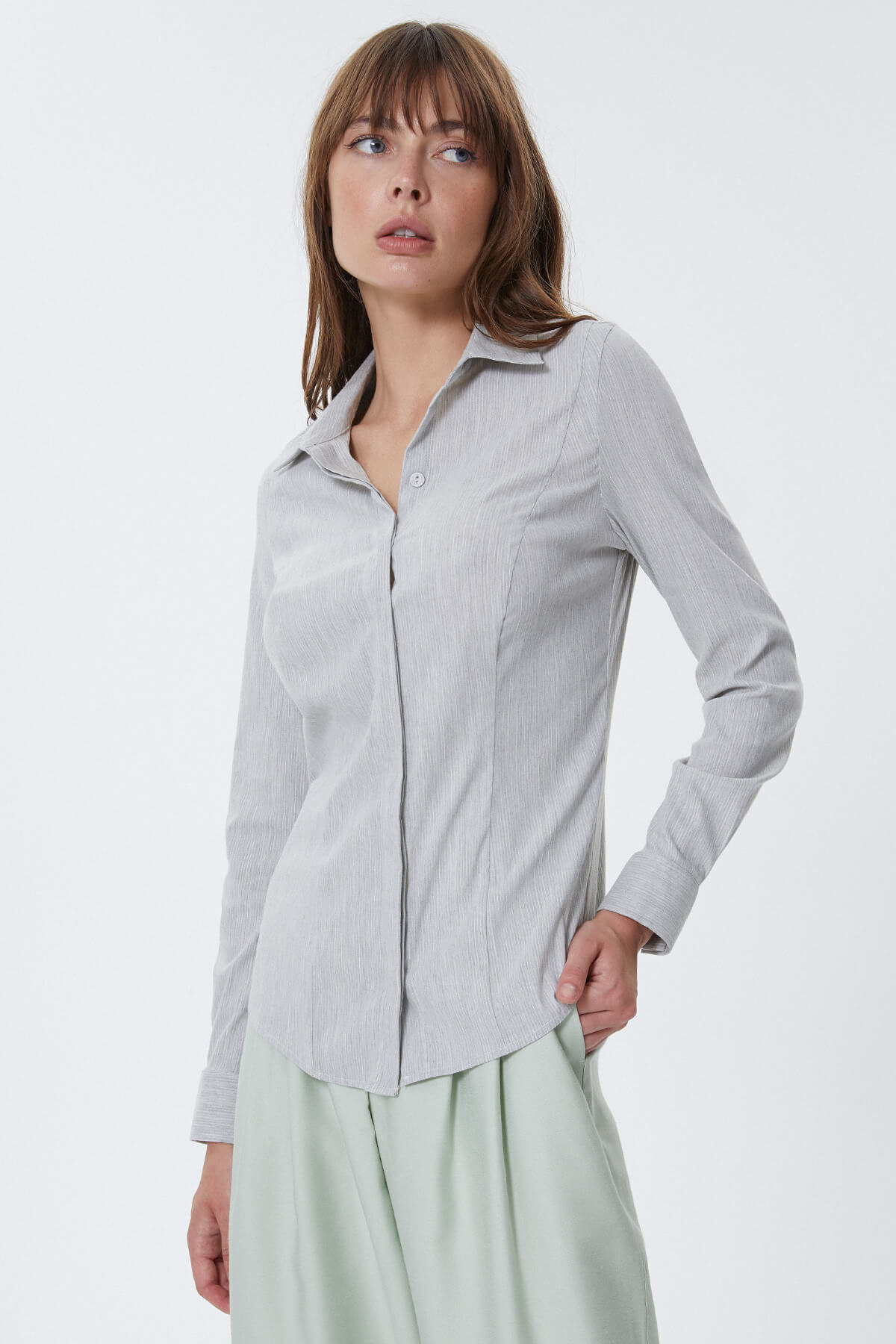 Gri Slim Fit Gömlek