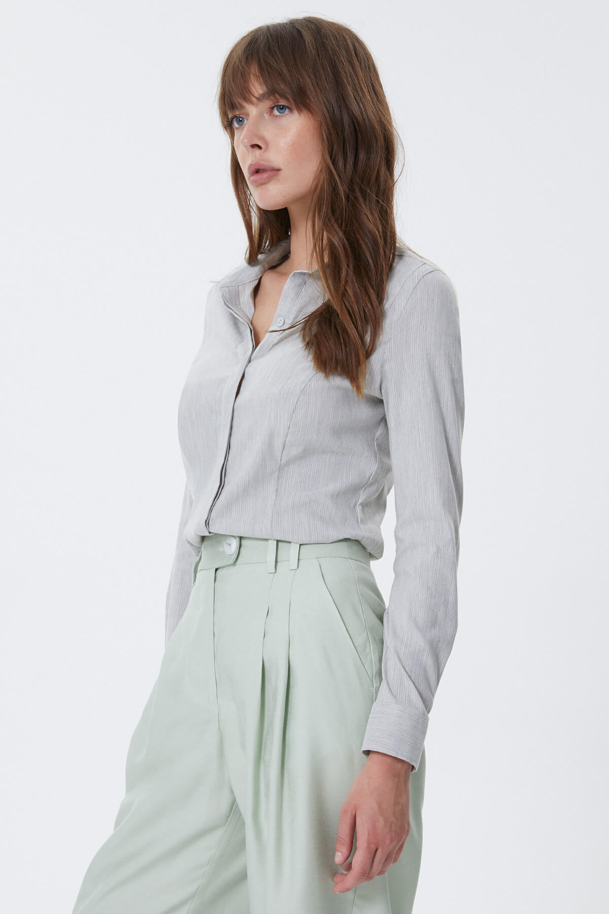 Gri Slim Fit Gömlek