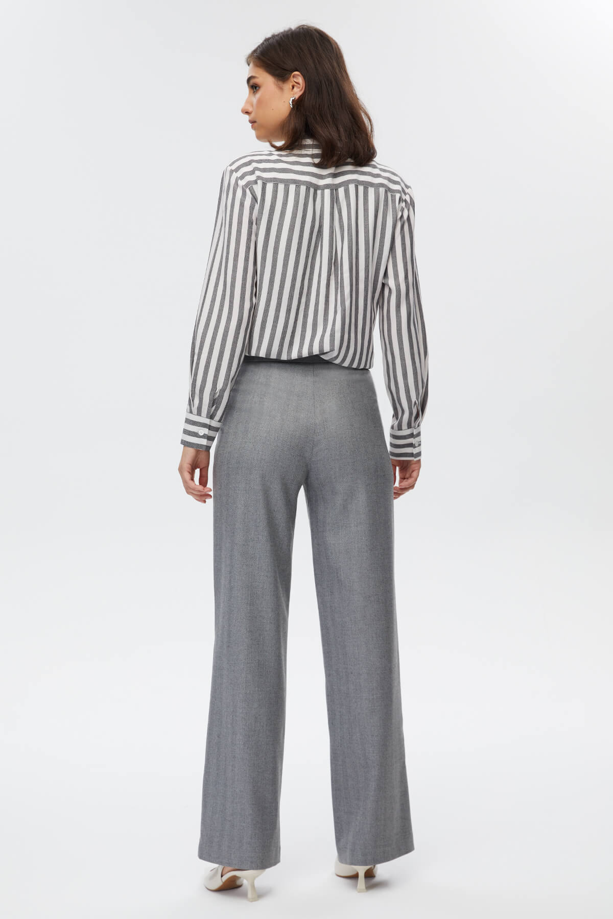 Gri Wide Leg Pantolon