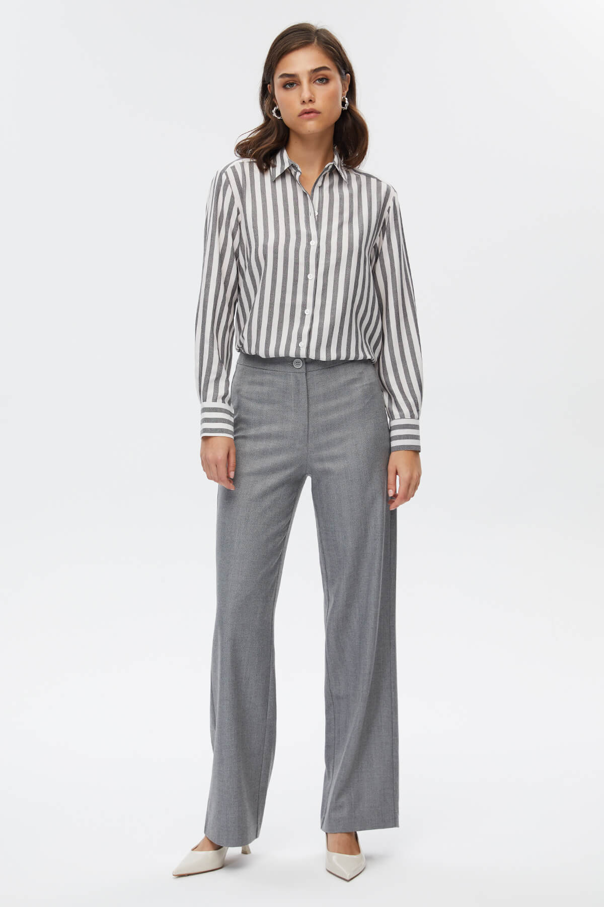 Gri Wide Leg Pantolon