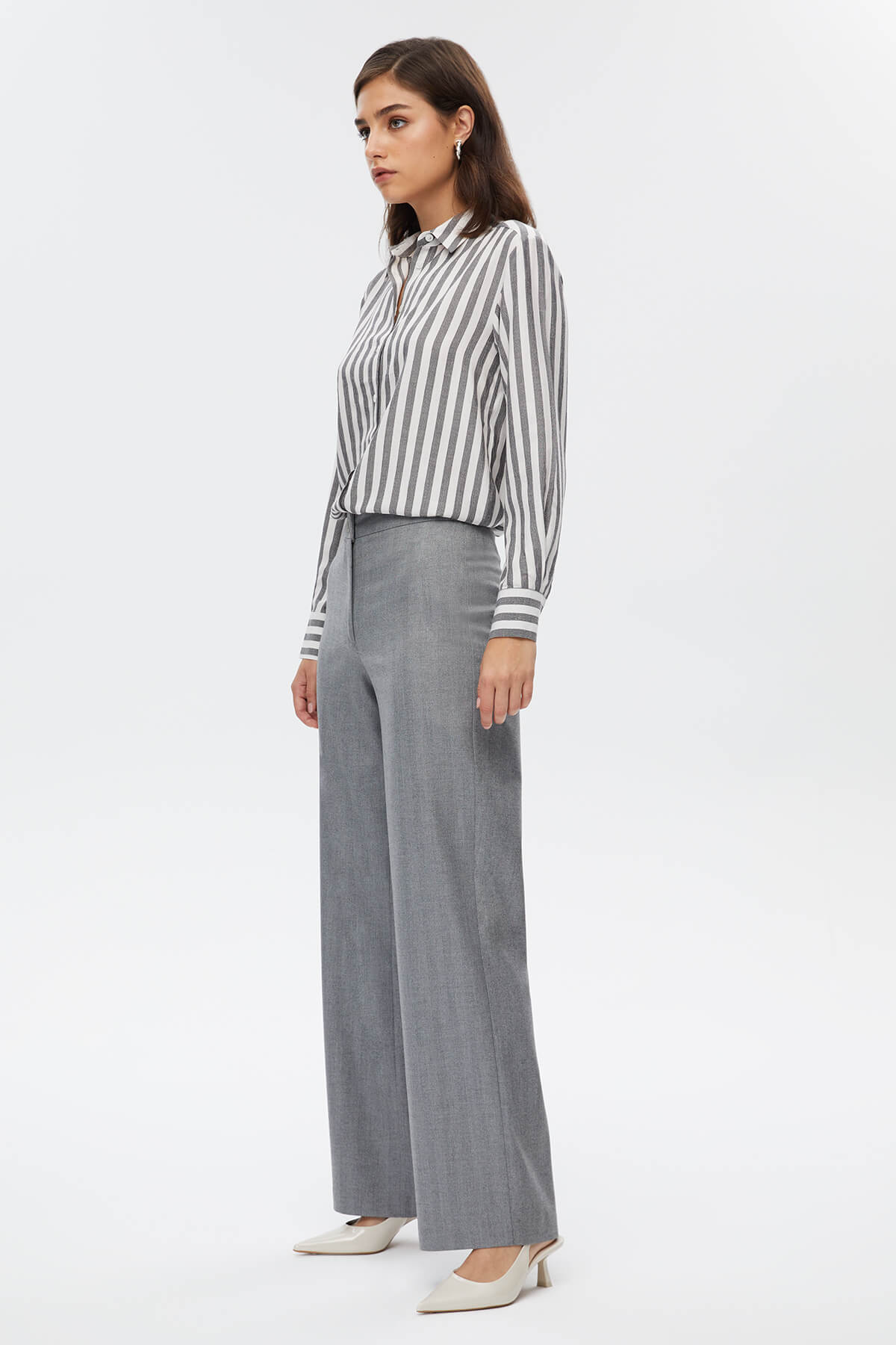 Gri Wide Leg Pantolon