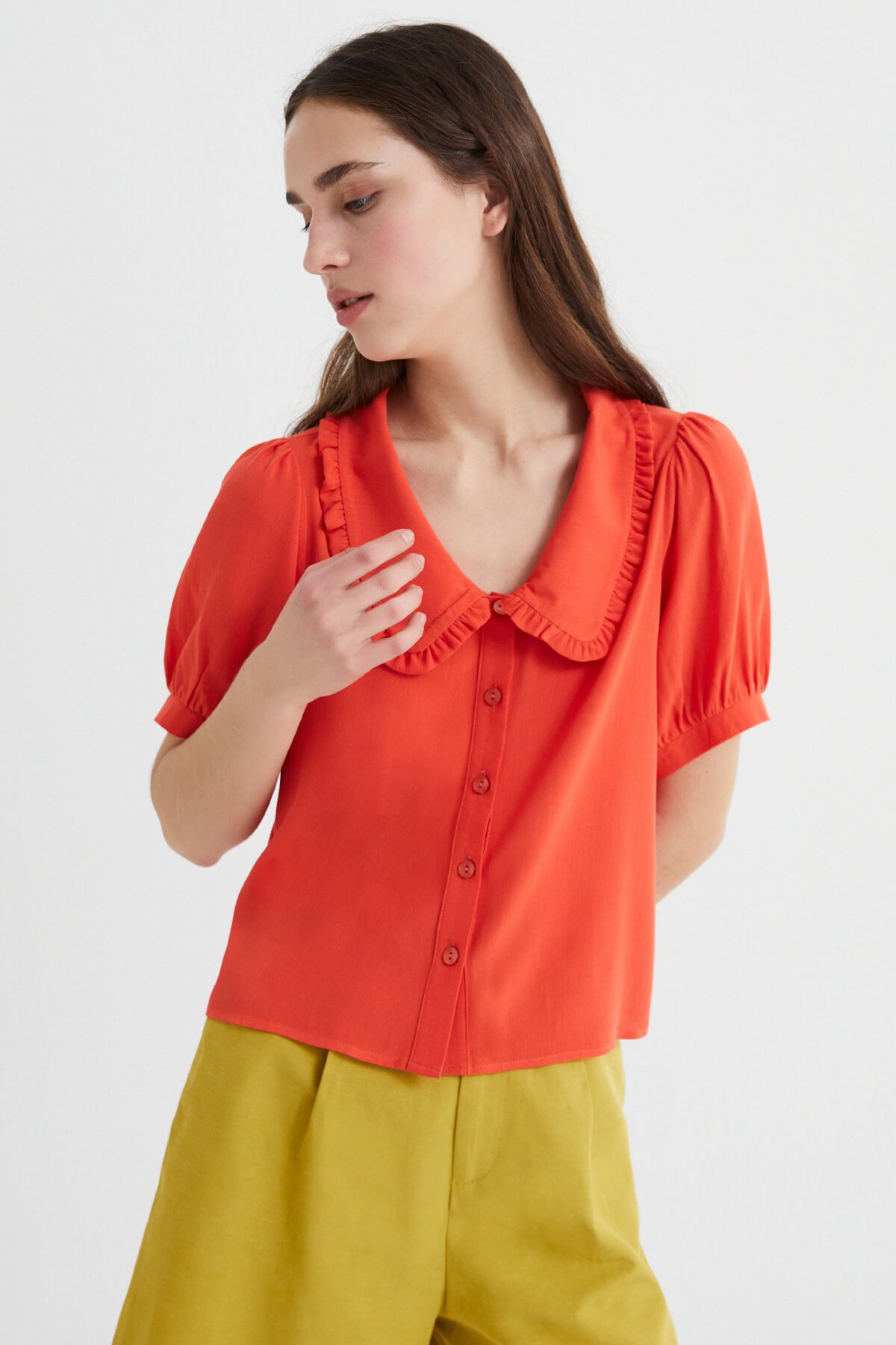 Kırmızı Bebe Yaka Gömlek