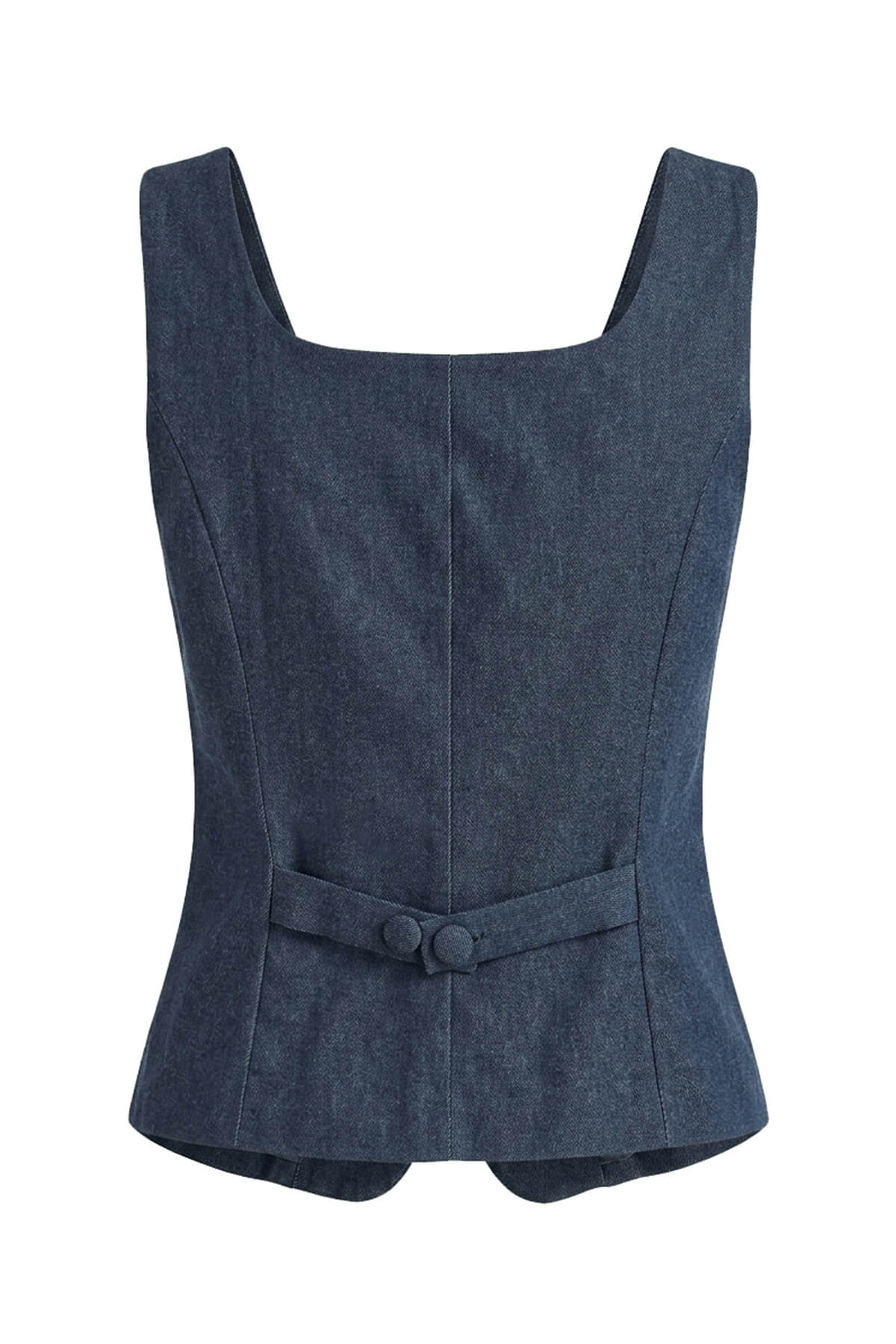Koyu Mavi Astarsız Kare Yaka Yelek