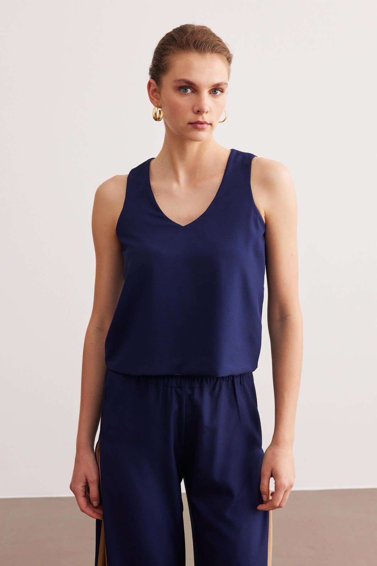 Lacivert Basic Krep Takım