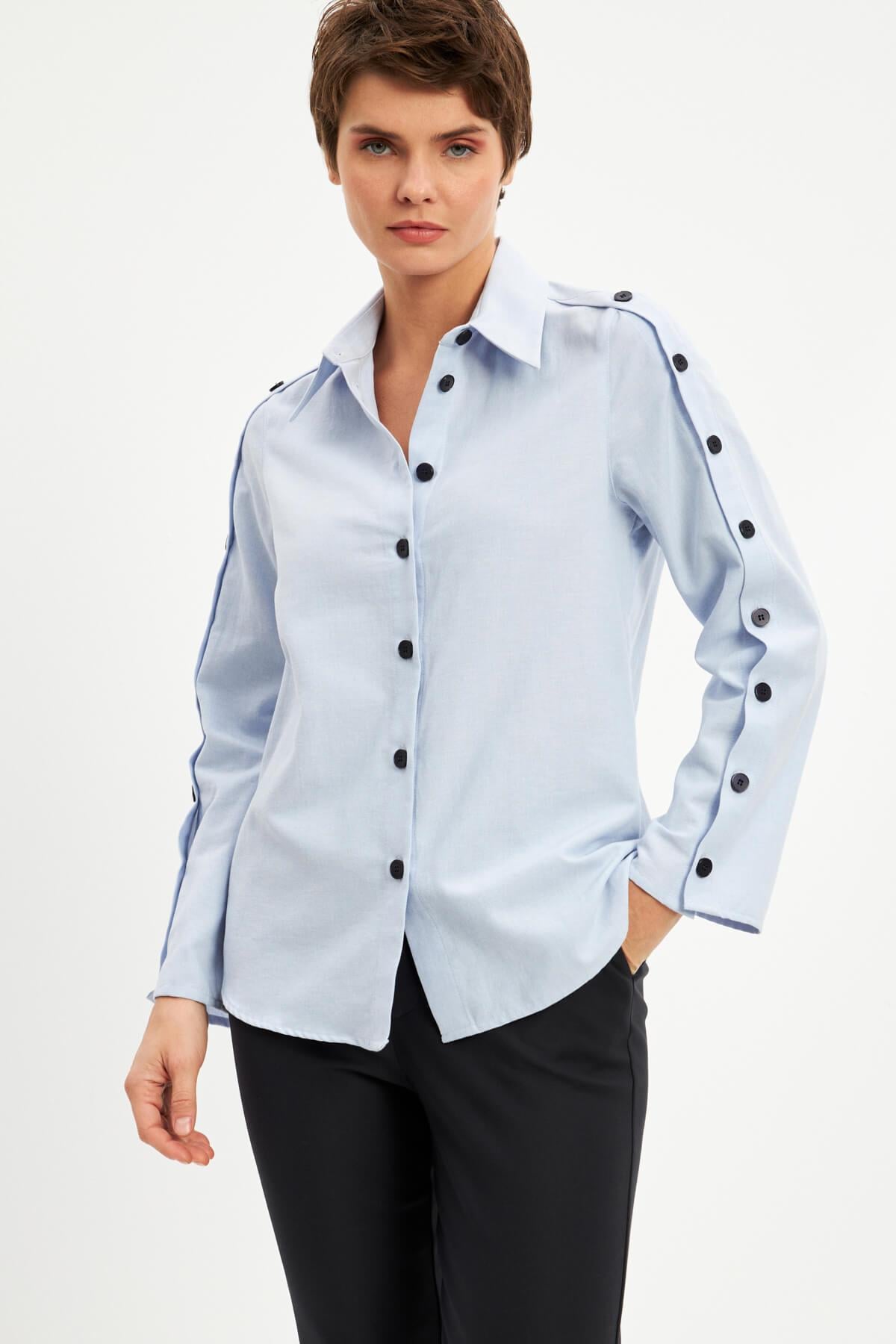 Mavi Basic Düğme Detaylı Gömlek