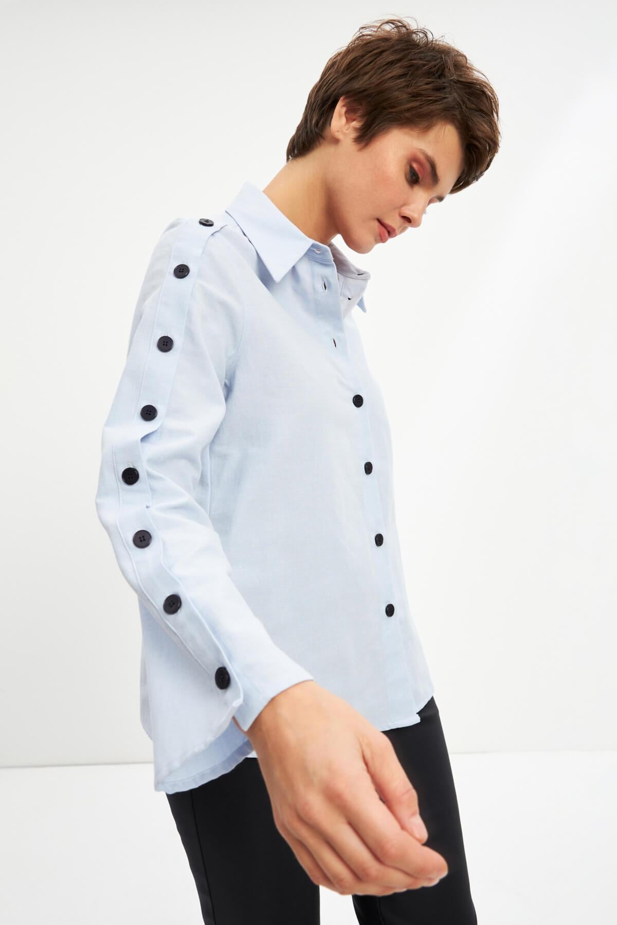 Mavi Basic Düğme Detaylı Gömlek