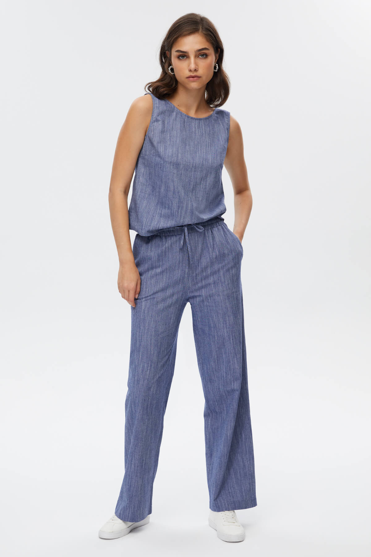 Mavi Beli Lastikli Pantolon